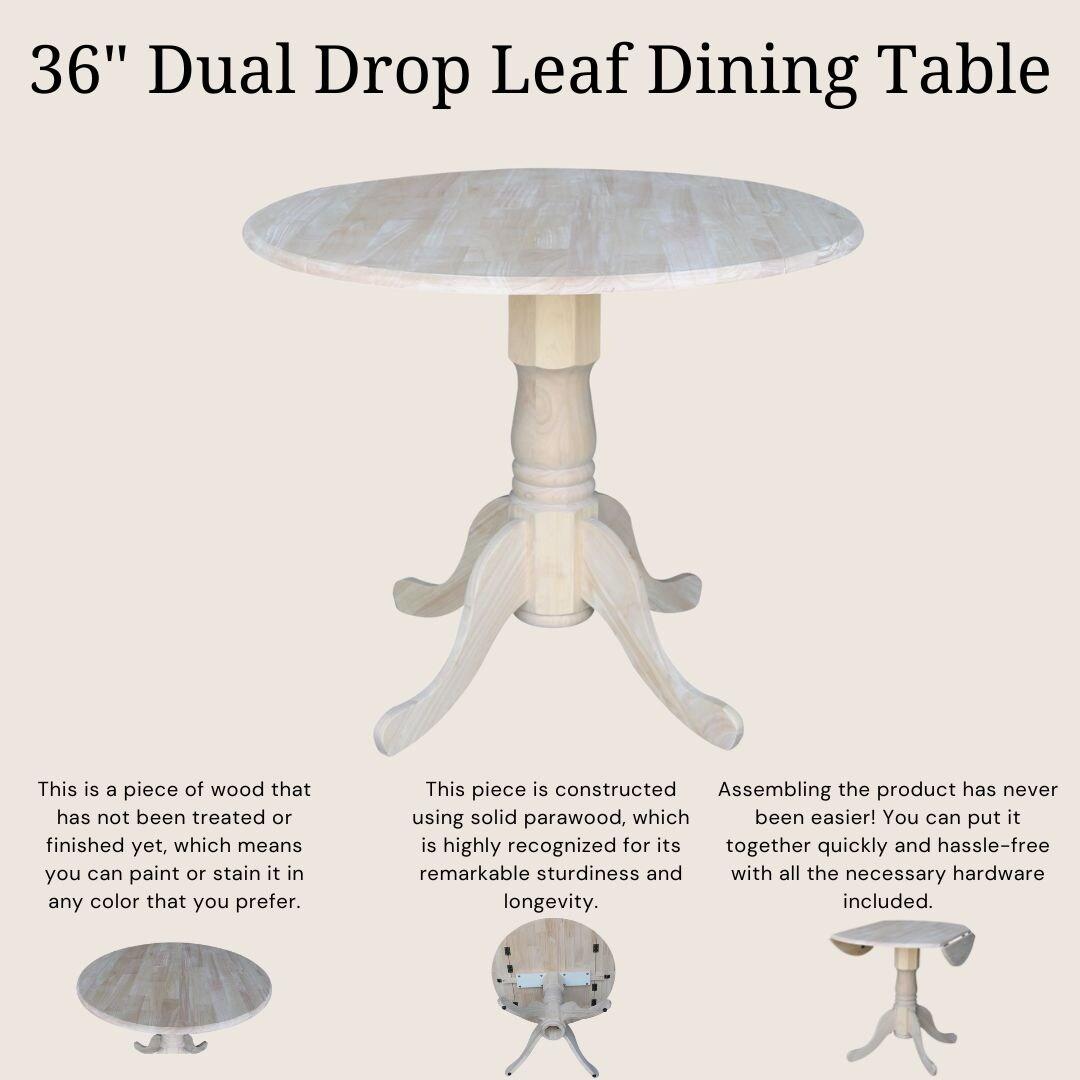 International Concepts Dual Drop Leaf Table - 36", Unfinished