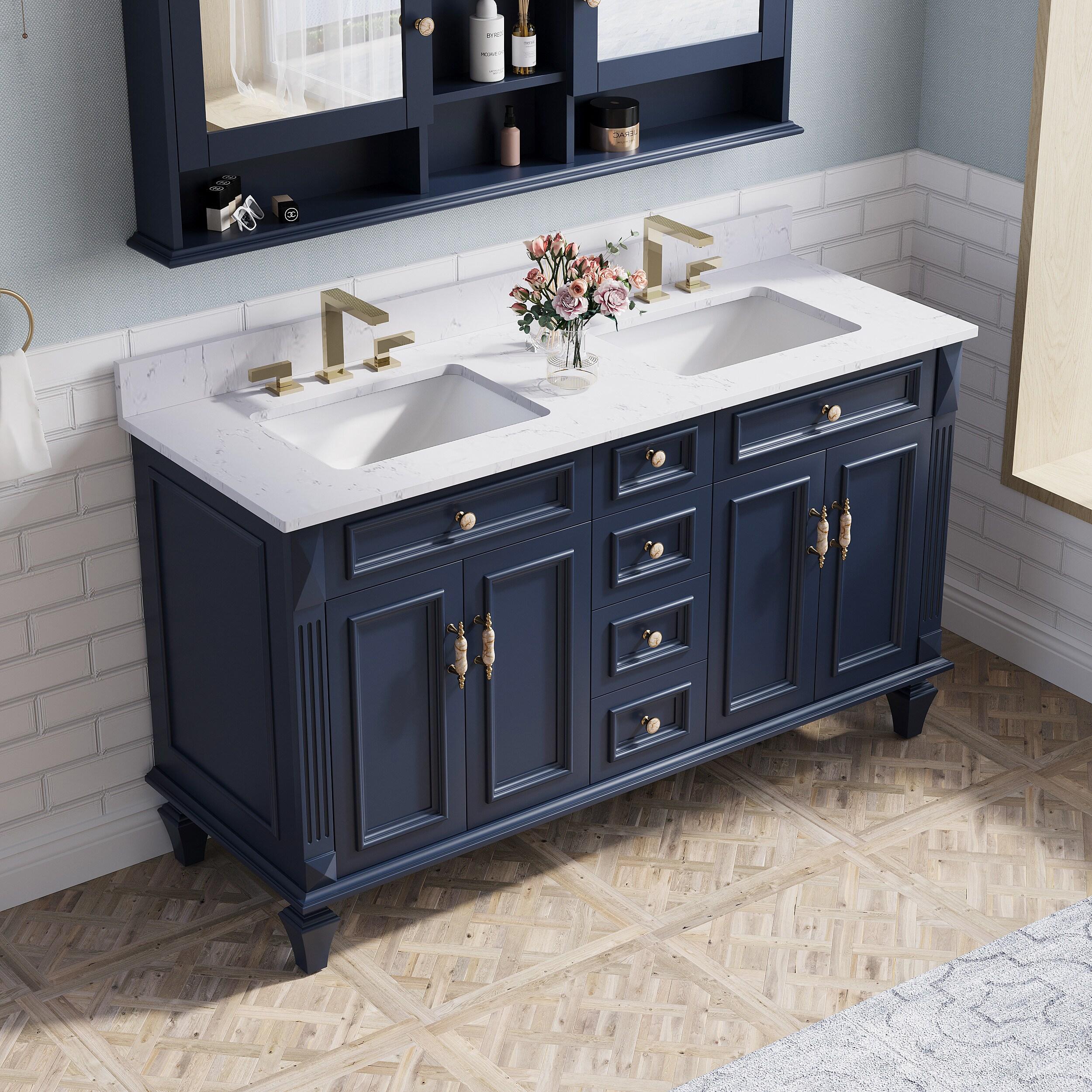 Etta Avenue™ Lydie 60'' Double Bathroom Vanity with Marble Top