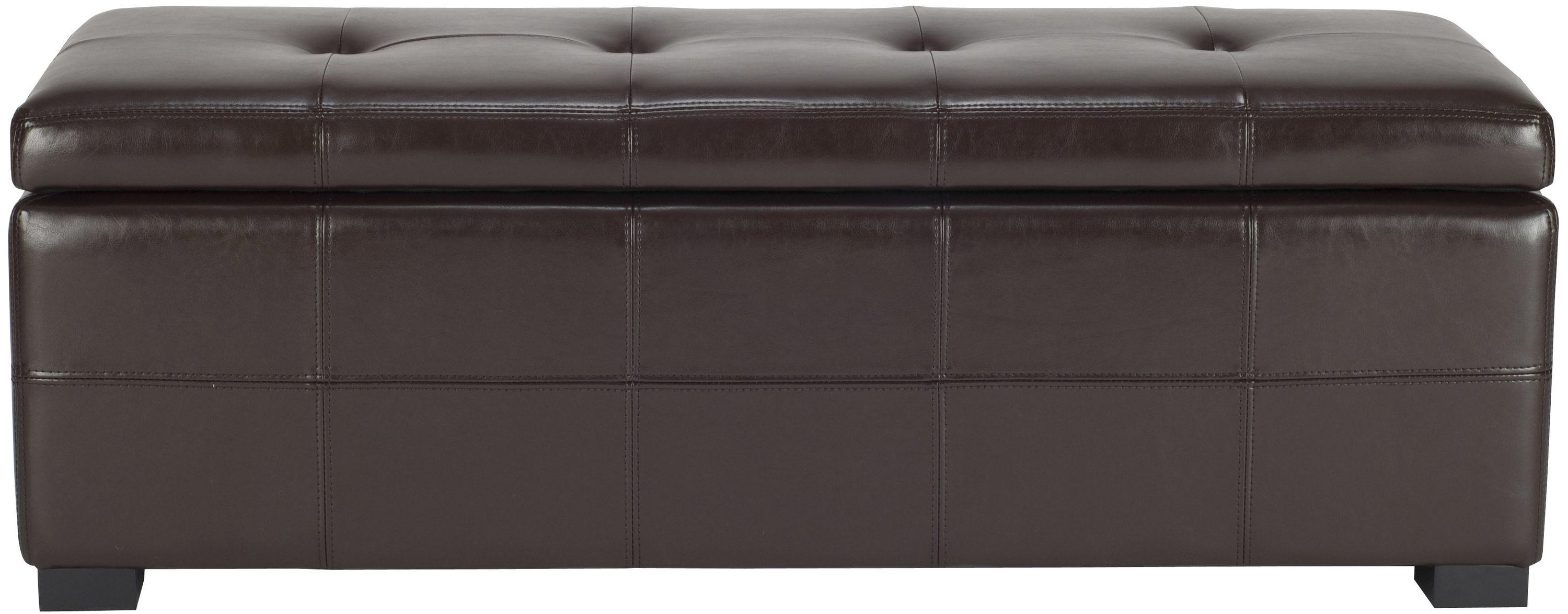 Maiden Large Tufted Storage Bench - Brown - Safavieh