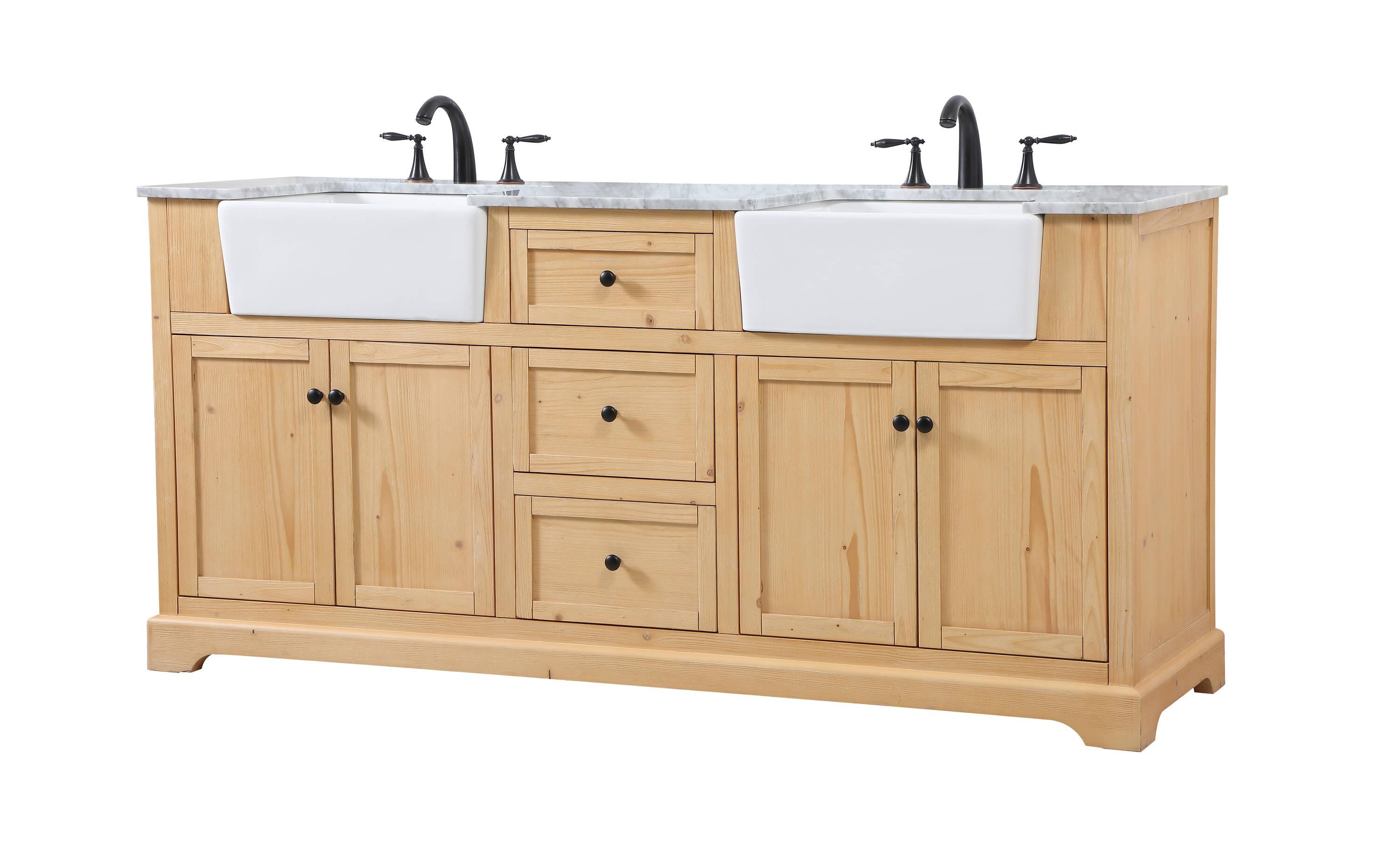 Pardue 72'' Double Bathroom Vanity with Marble Top