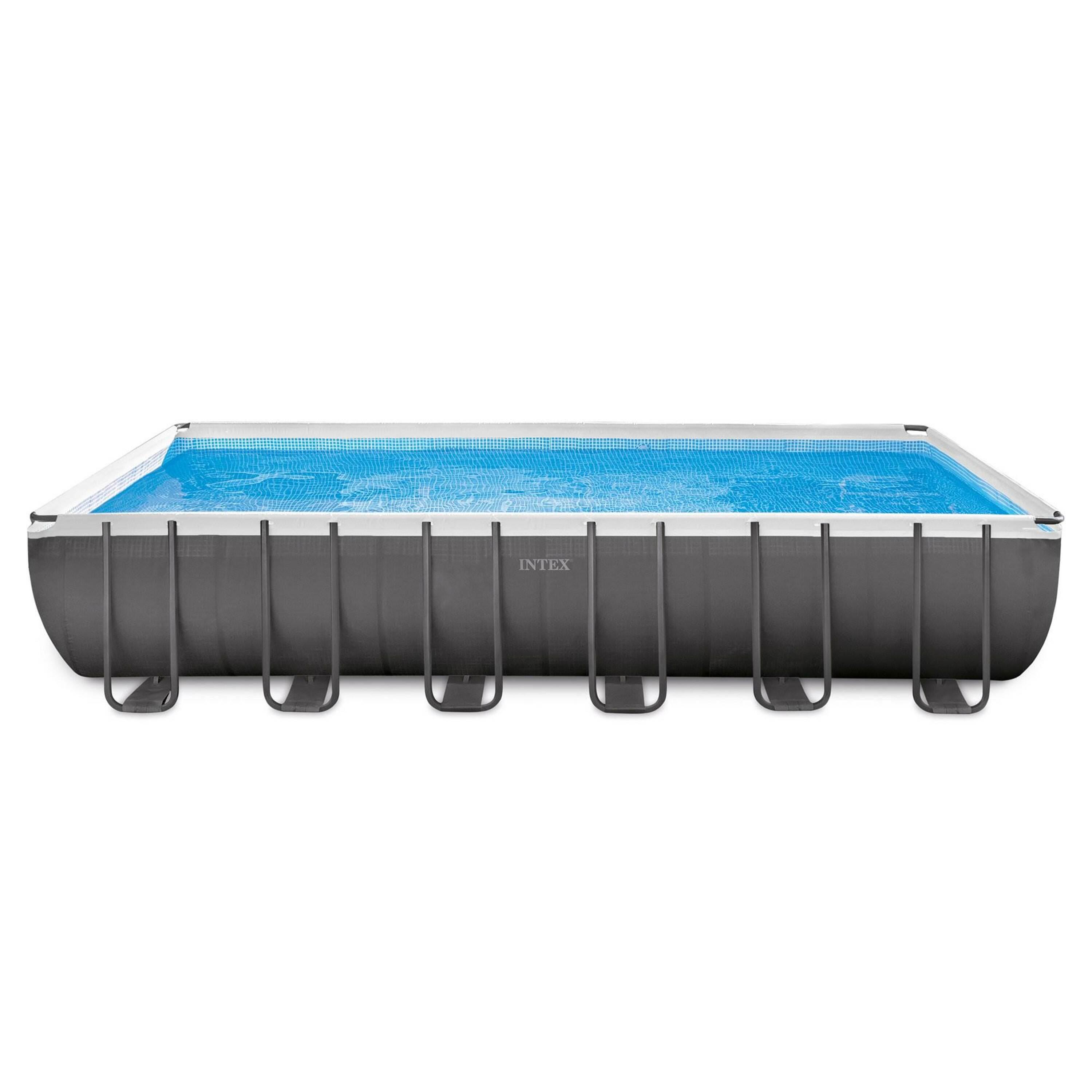 Intex 26363EH Ultra XTR 24ft x 12ft x 52in Outdoor Above Ground Rectangular Swimming Pool Set with 2 Lounge Pool Recliner Floats & 72 Can Cooler Float