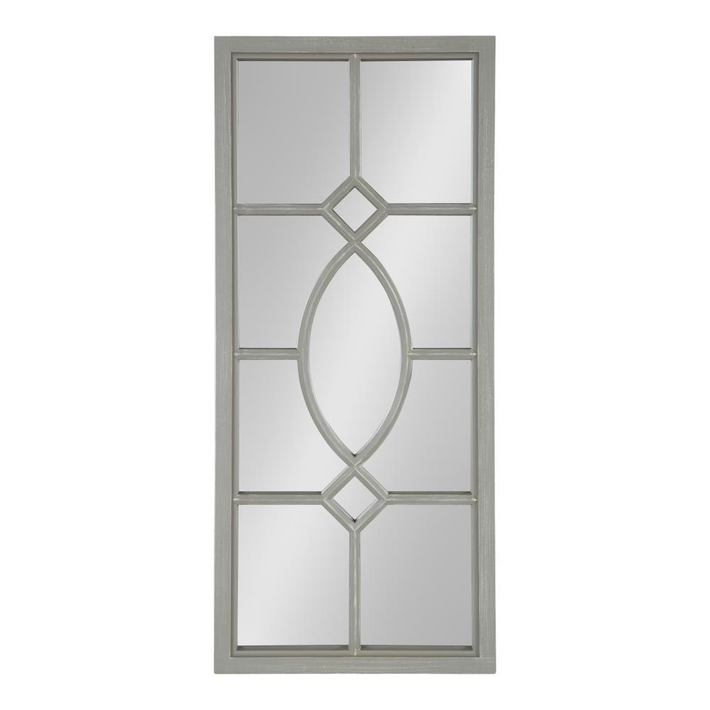 Kate and Laurel Cassat Casual Farmhouse Window Wall Accent Mirror, Rustic Gray