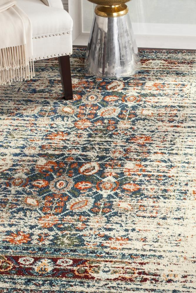 Monaco MNC208 Power Loomed Indoor Accent Rug - Ivory/Blue - 3'x5' - Safavieh