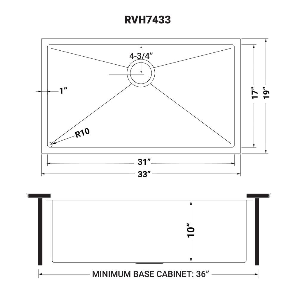 Ruvati 33-inch Undermount 16 Gauge Rounded Corners Large Kitchen Sink Stainless Steel Single Bowl