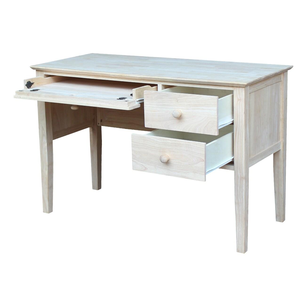 Computer Desk International Concepts: Unfinished Parawood, Brooklyn Style, Writing Desk with Drawer