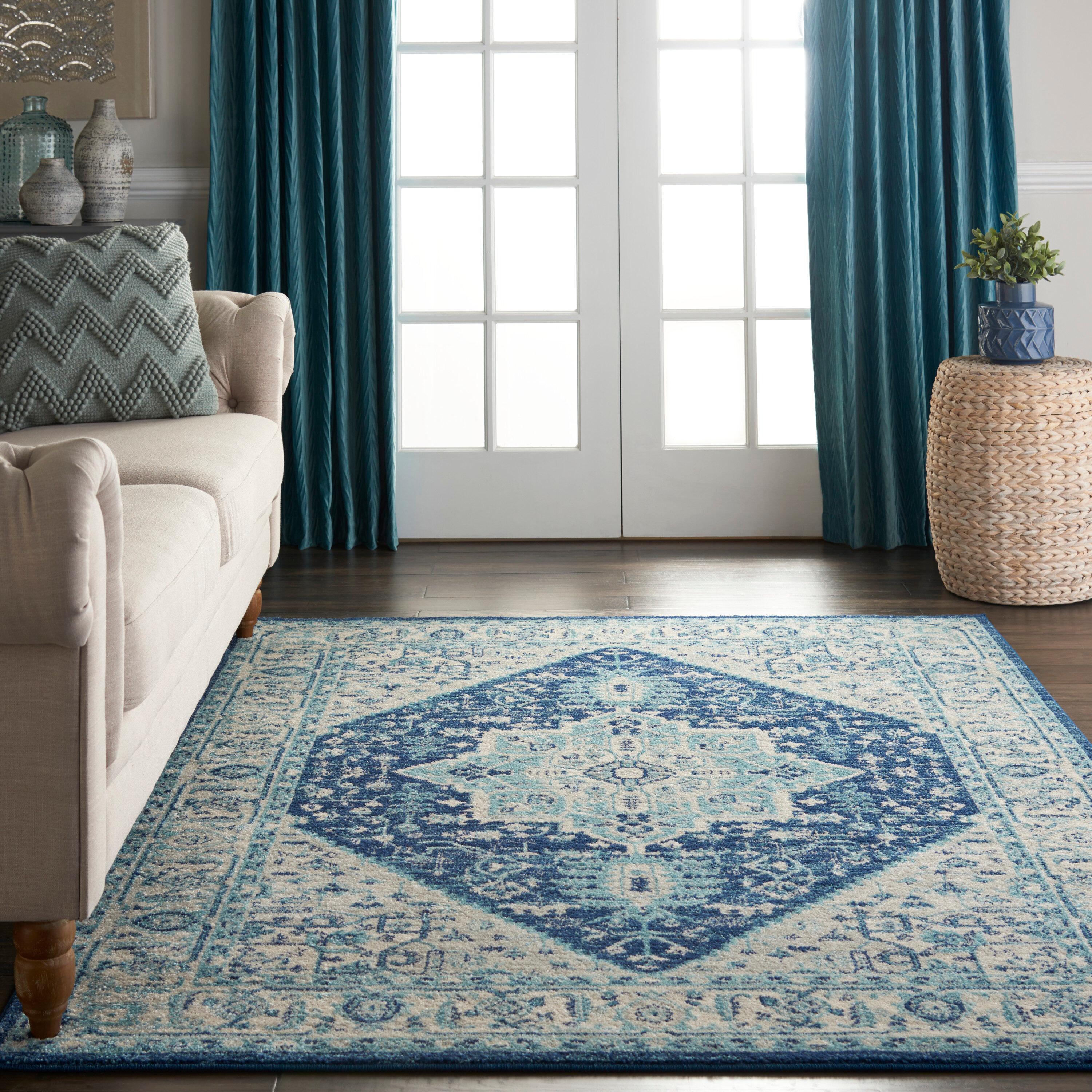 Nourison Tranquil Persian Indoor Rug Ivory Navy 5'3" x 7'3"