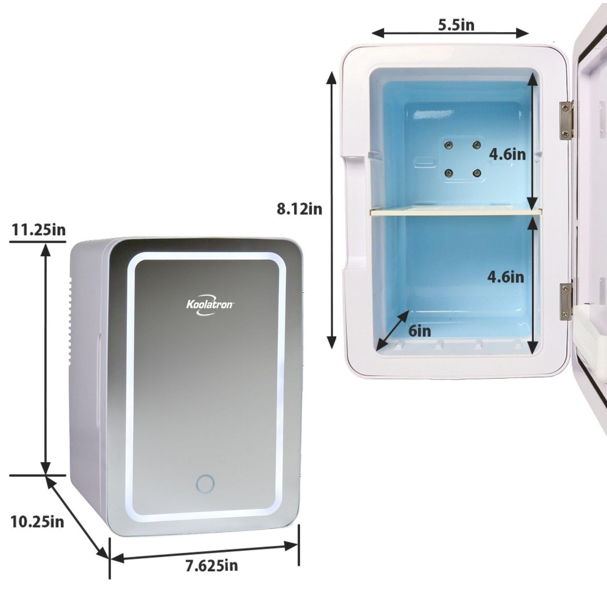 6.2 Qt. Cosmetics Mini Fridge with Makeup Mirror and LED Ring Light, 6 Can Mini Cooler