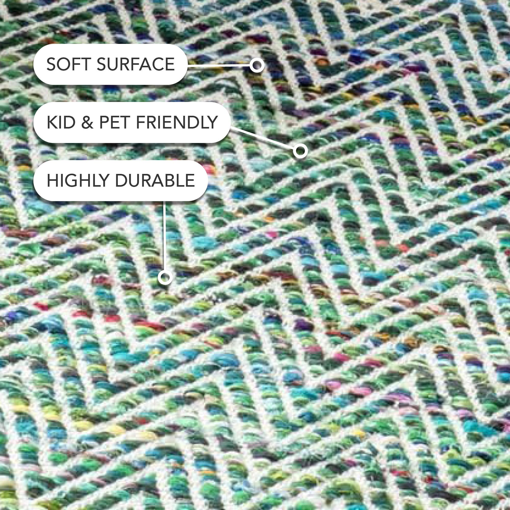 nuLOOM 4'x6' Hand Woven Chevron Rochell Area Rug Green: Contemporary Low Pile Indoor Rectangle Rug