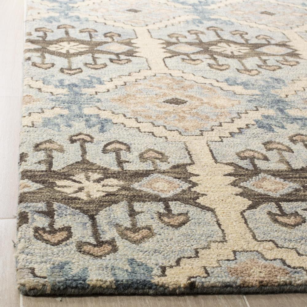 Aspen APN512 Hand Tufted Area Rug - Light Blue/Cream - 7' X 7' Square - Safavieh.