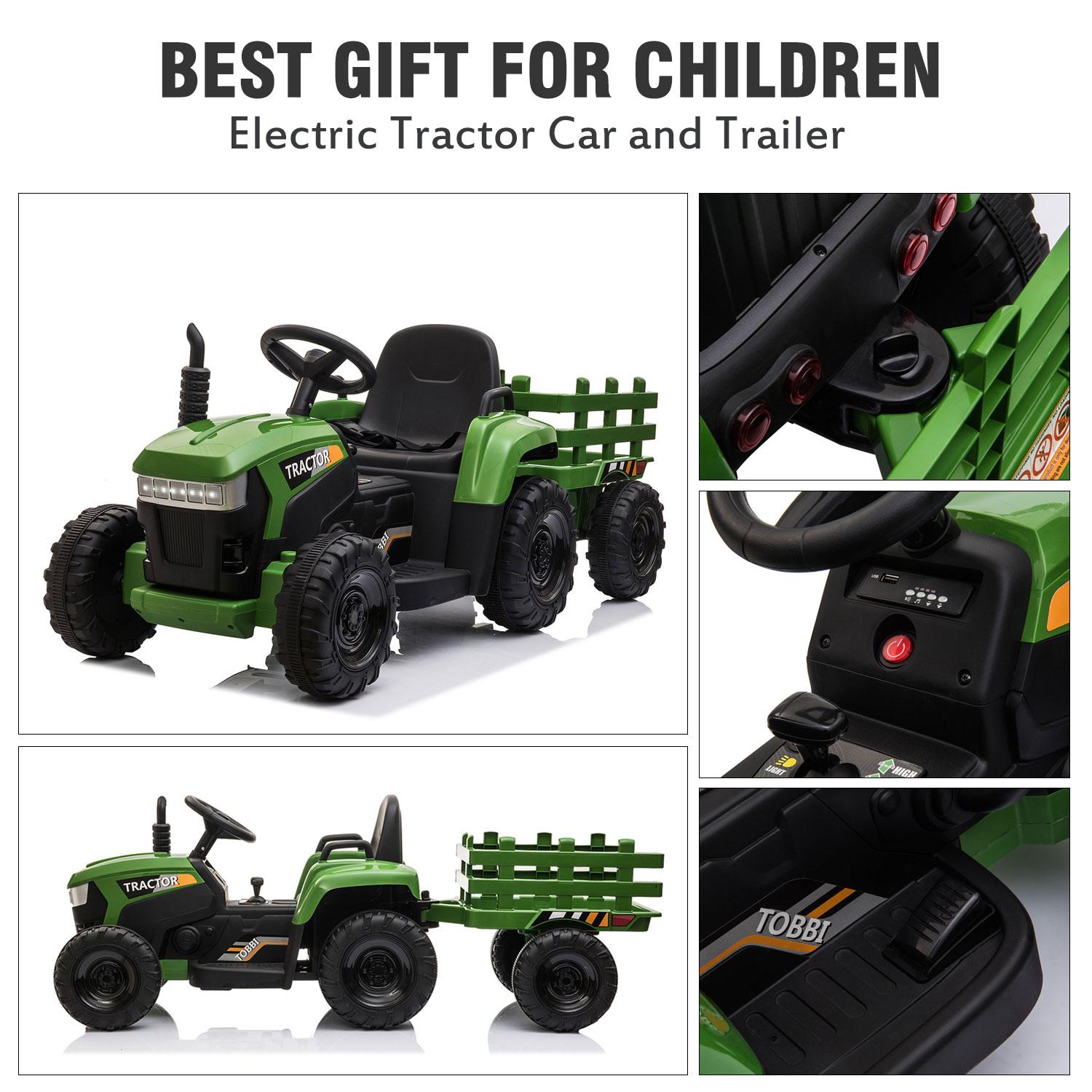 Veryke 35W / 12V Kids Ride On Tractor, Electric Car Toy with Bucket - Green