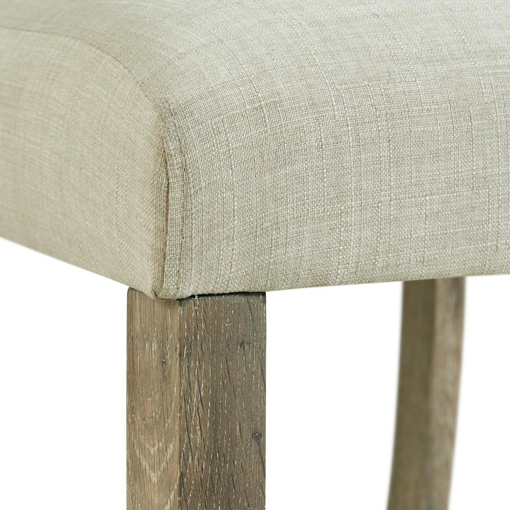 Turner Upholstered Side Chair Set Natural: Linen Fabric, Foam Cushion, Armless - Picket House Furnishings