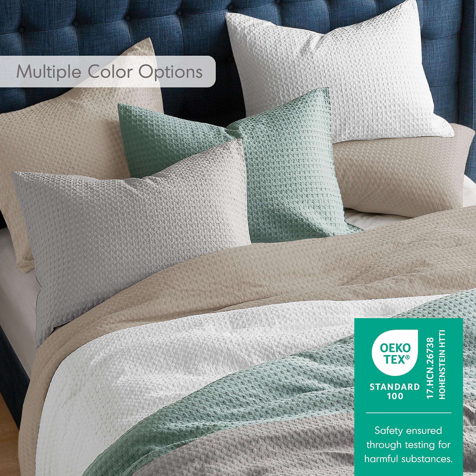 Comfort Spaces Sage Green Queen Comforter Set - 3 Pieces Breathable Dotted Weave Texture Comforter Sets, Modern Farmhouse Boho Comforter & Shams, All Season Microfiber Queen Bed Set, Full/Queen