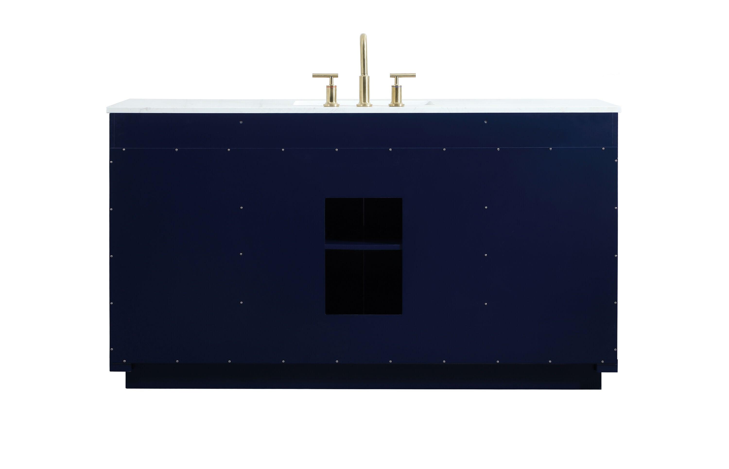 Elegant Decor Blake 60" Aluminum Alloy MDF Single Bathroom Vanity in Blue