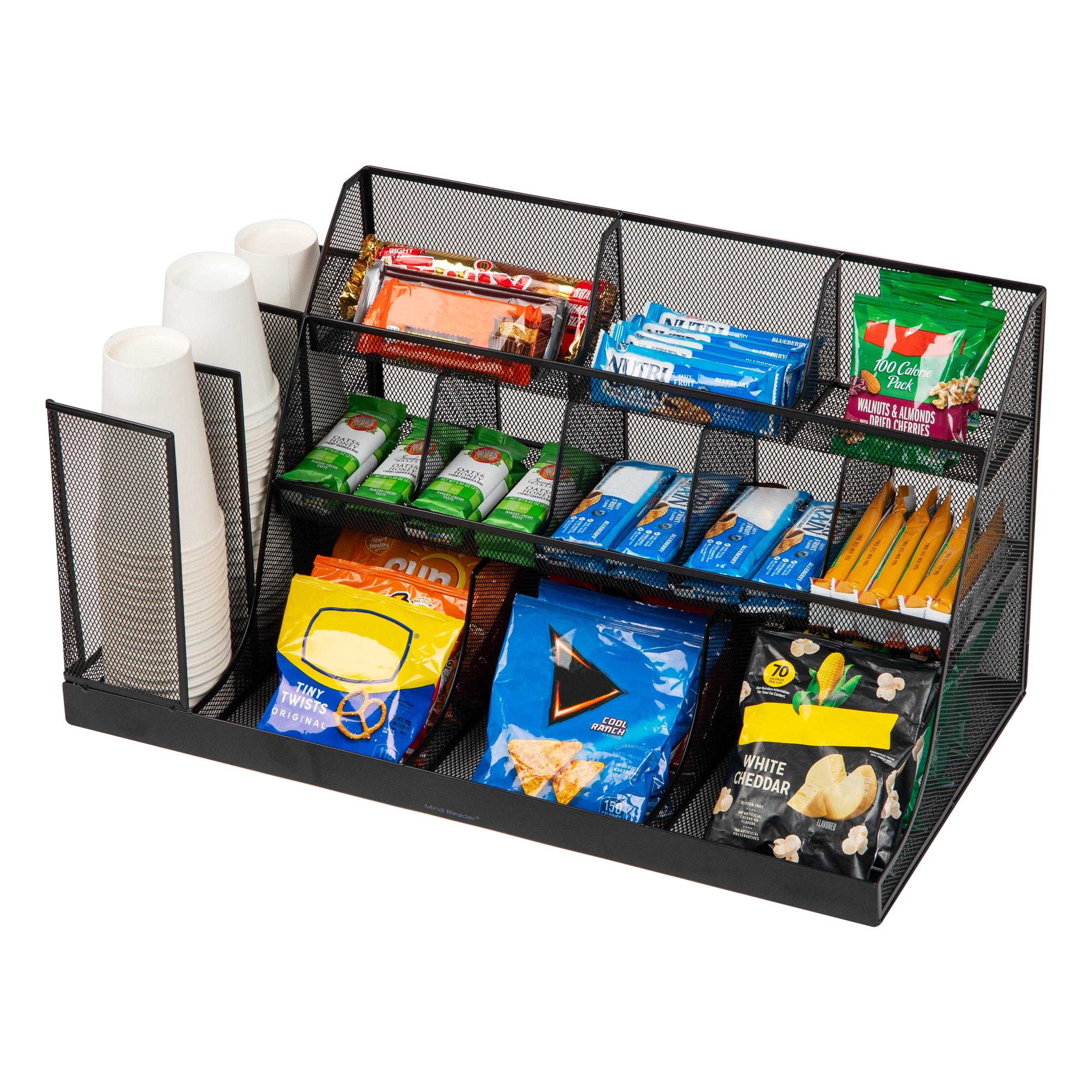 Mind Reader Cup and Condiment Station, Countertop Org, Coffee Bar, Kitchen, Metal Mesh, 23.75"L x 11.5"W x 12.5"H