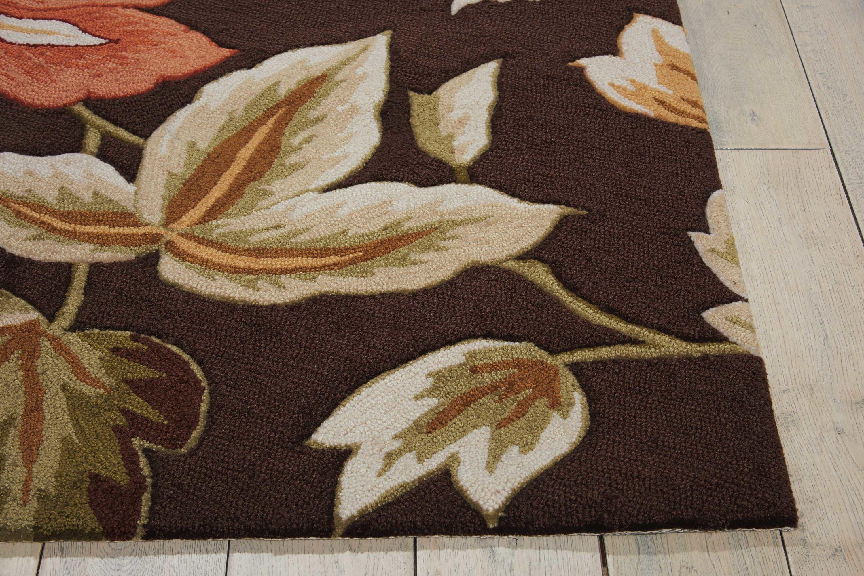 Enchanted Garden Chocolate Brown Floral Hand-Hooked Runner Rug