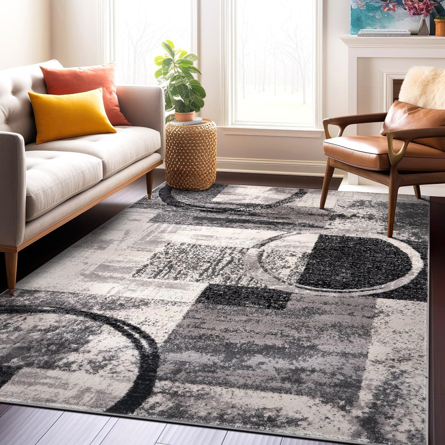 World Rug Gallery Abstract Circle Cream 3'3"x5' Area Rug