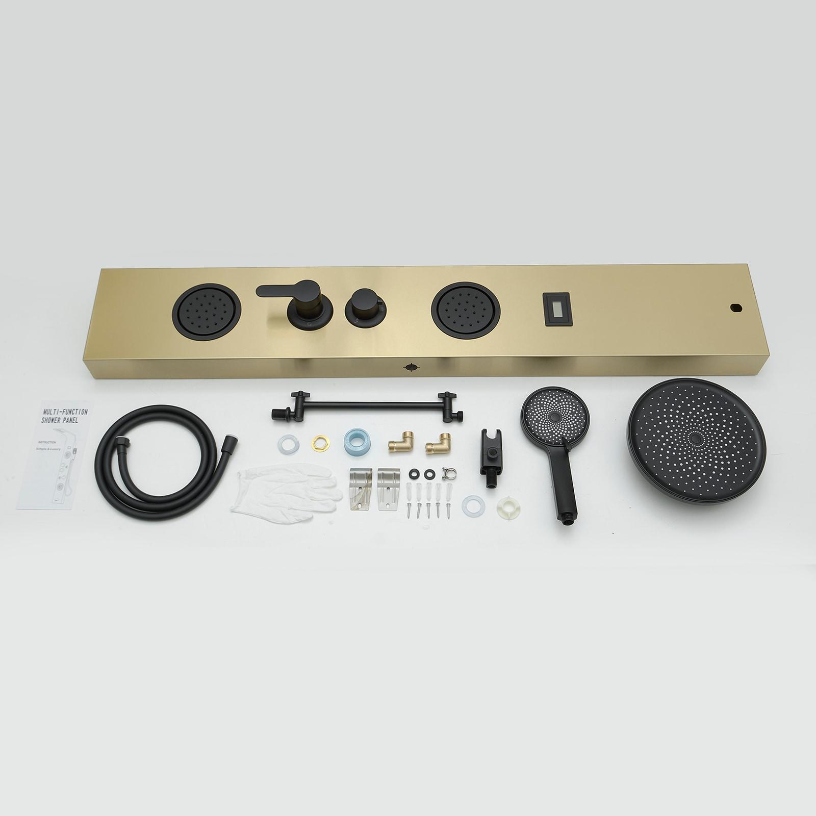 BWE 2-Spray Rain Shower Tower Shower Panel System with Rainfall Shower Head and Shower Rod