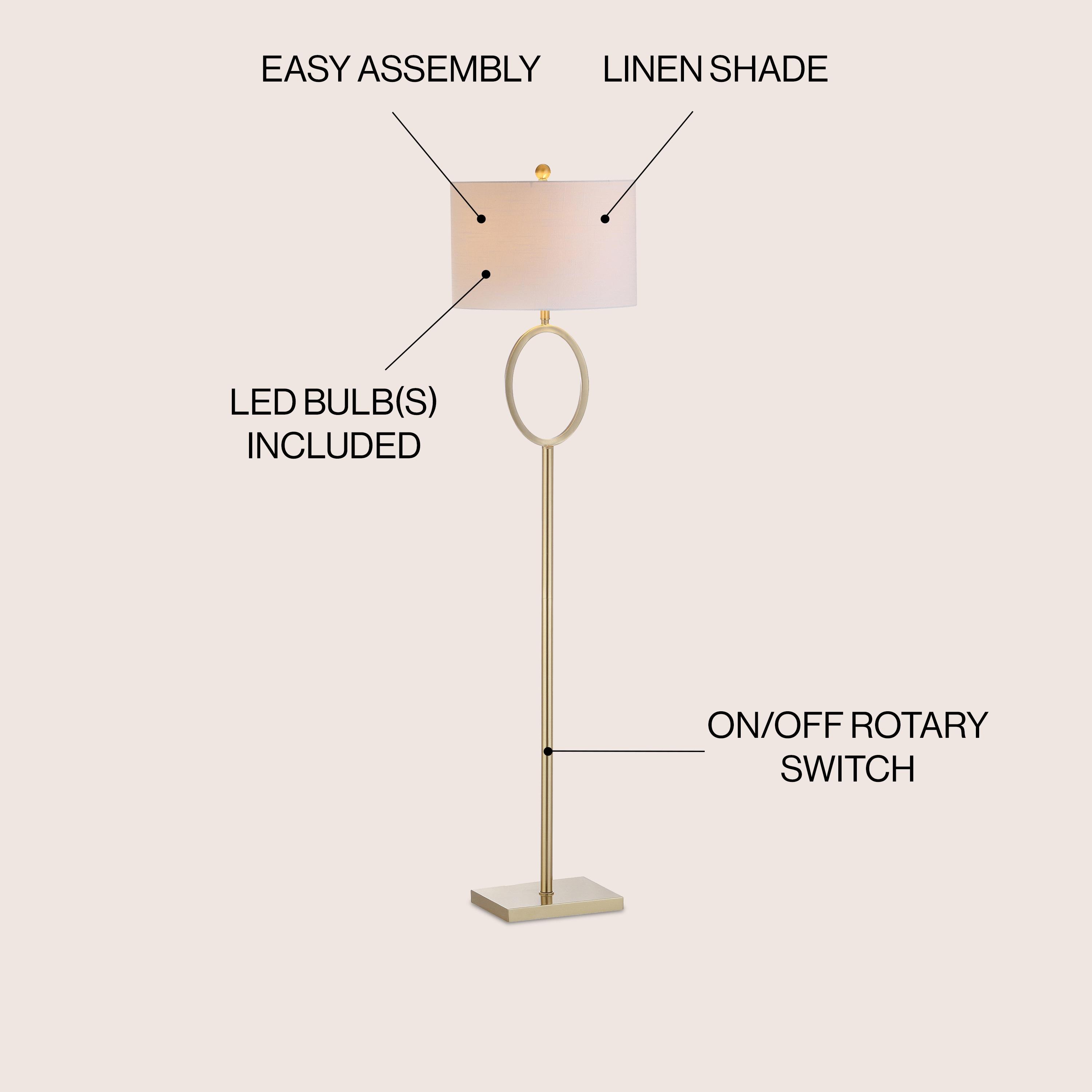 April 61" Metal LED Floor Lamp, Brass