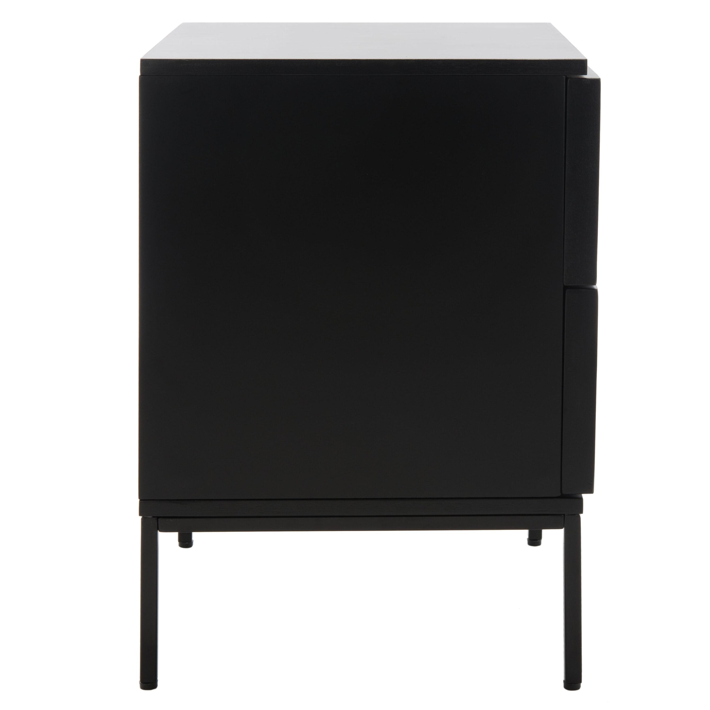 Zadie 2 Drawer Rattan Nightstand - Black - Safavieh