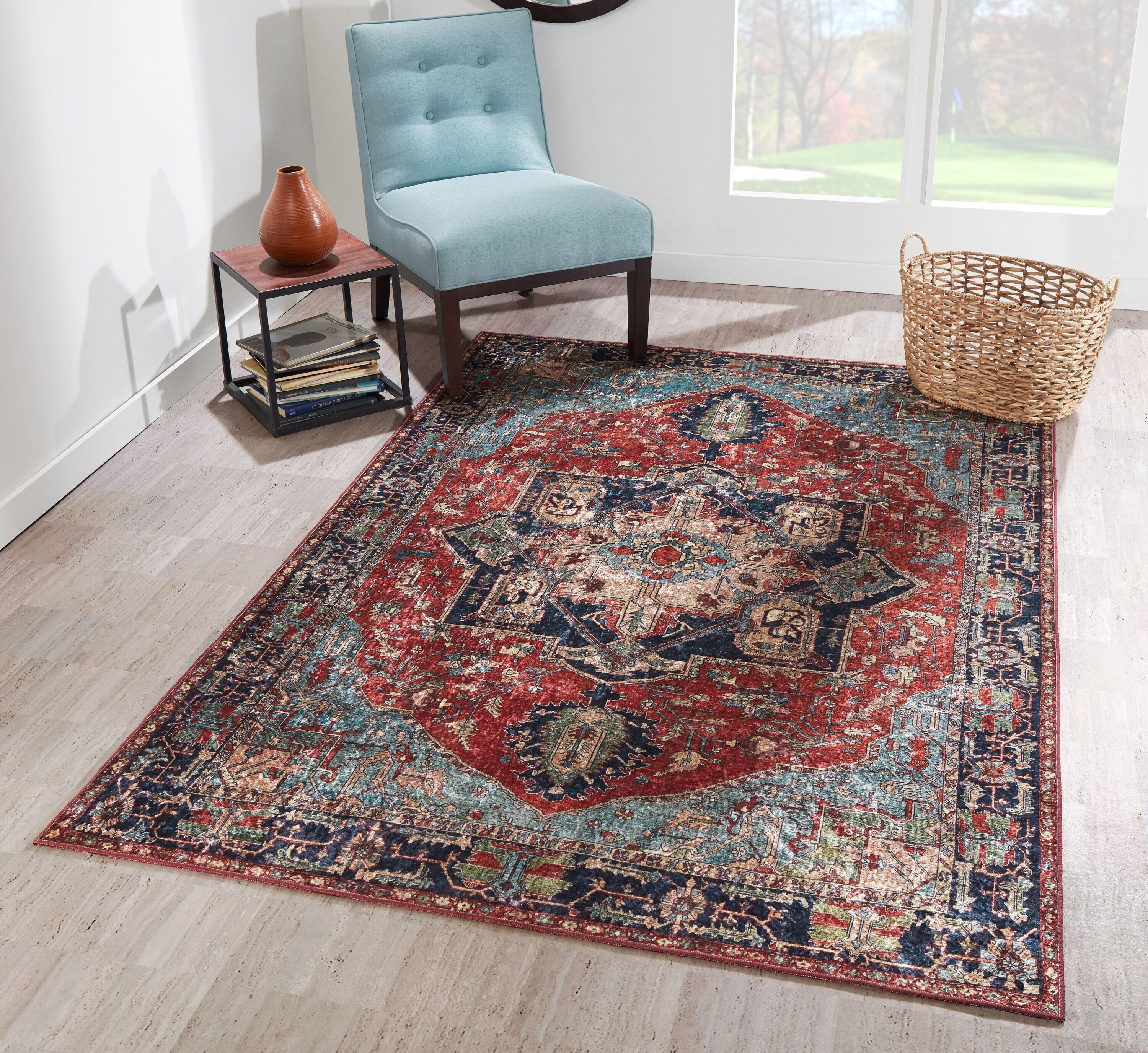Momeni 2'x3' Karachi Betan Accent Rug Blue/Red