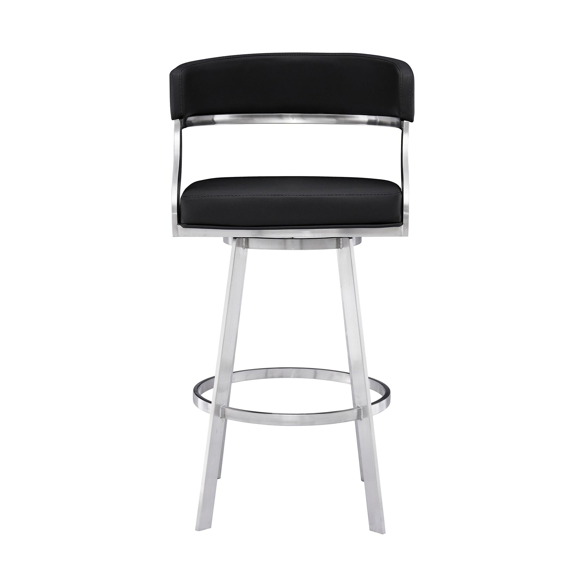 26" Saturn Faux Leather Counter Height Barstool: Swivel, Low Back, Armen Living