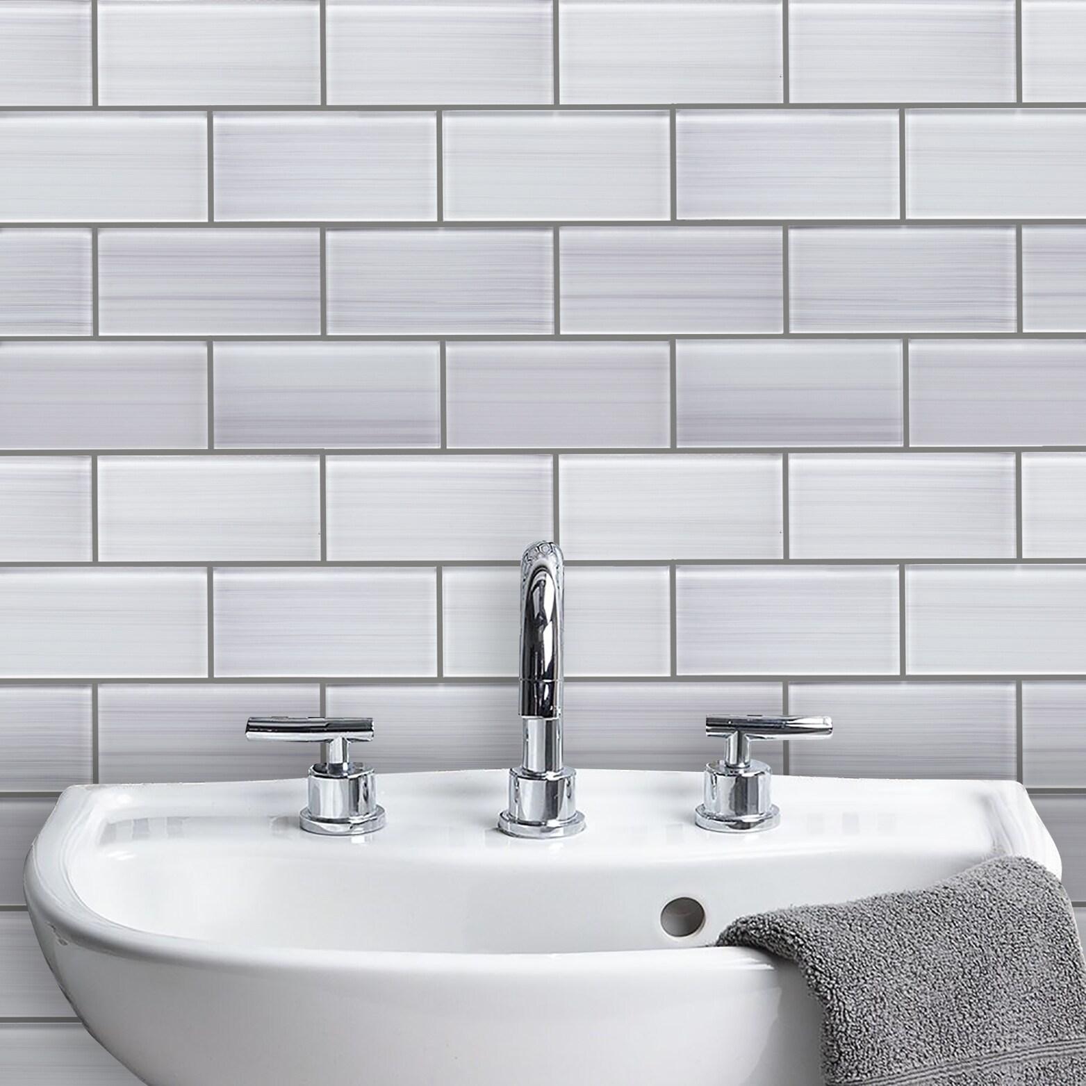 Premium Hand Painted 3" x 6" Straight Edge Glass Mosaic Subway Tile