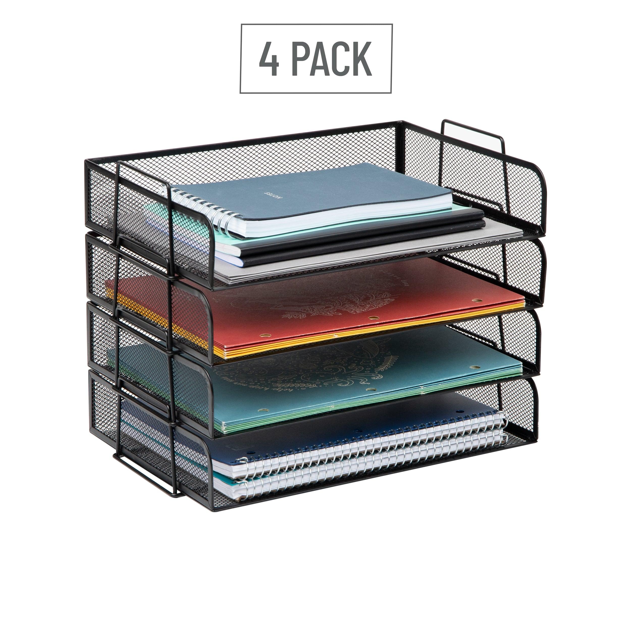 Mind Reader Stackable Paper Tray, Desktop Organizer, File Storage, Office, Metal Mesh, 14"L x 9.75"W x 11.25"H, 4 Pieces (Set of 4)