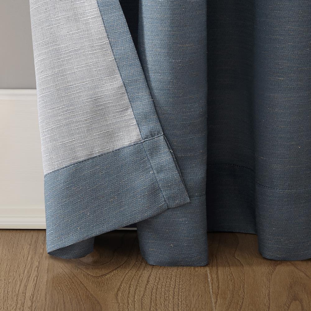 No. 918 Daniela 1-Piece Linen Blend Semi-Sheer Rod Pocket Curtain Panel, 54"x84", Denim Blue