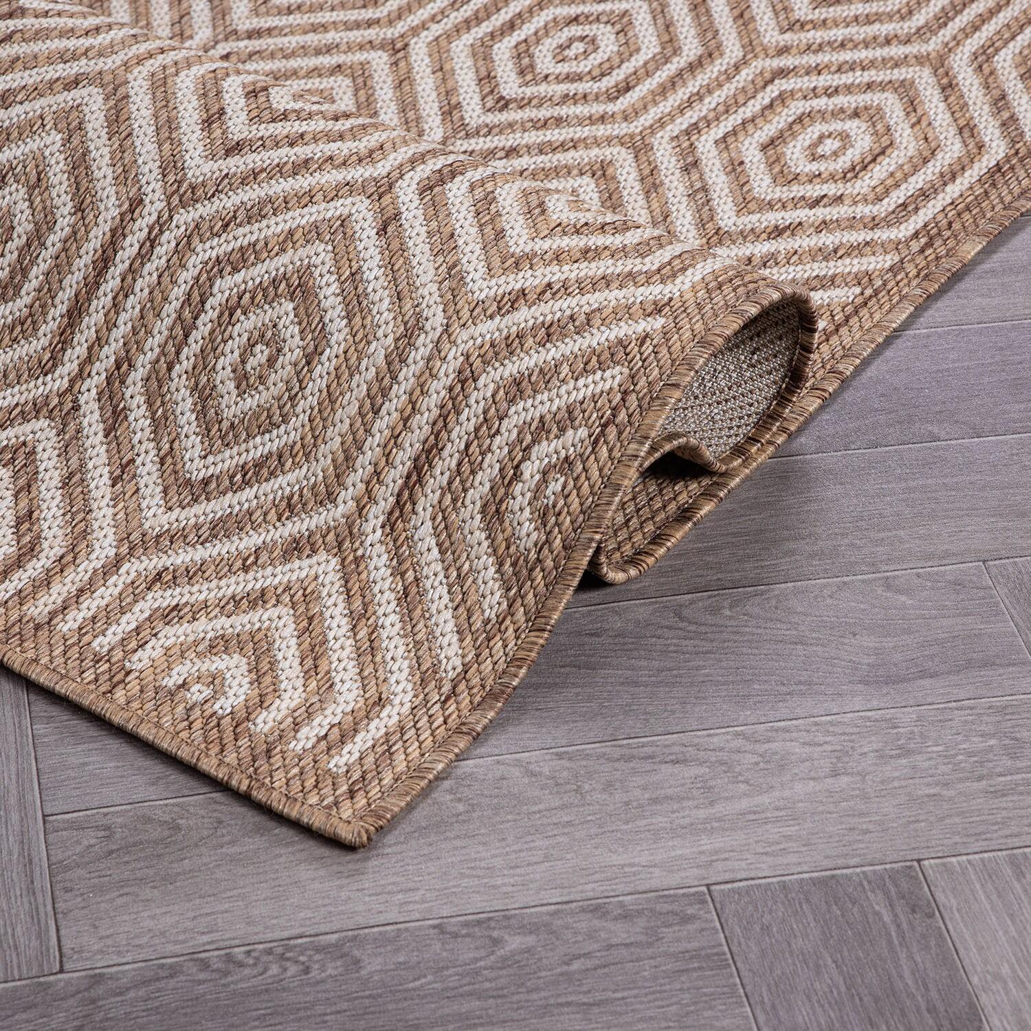World Rug Gallery Modern Geometric Textured Flat Weave Indoor/Outdoor Area Rug - BROWN 7'10"X10'
