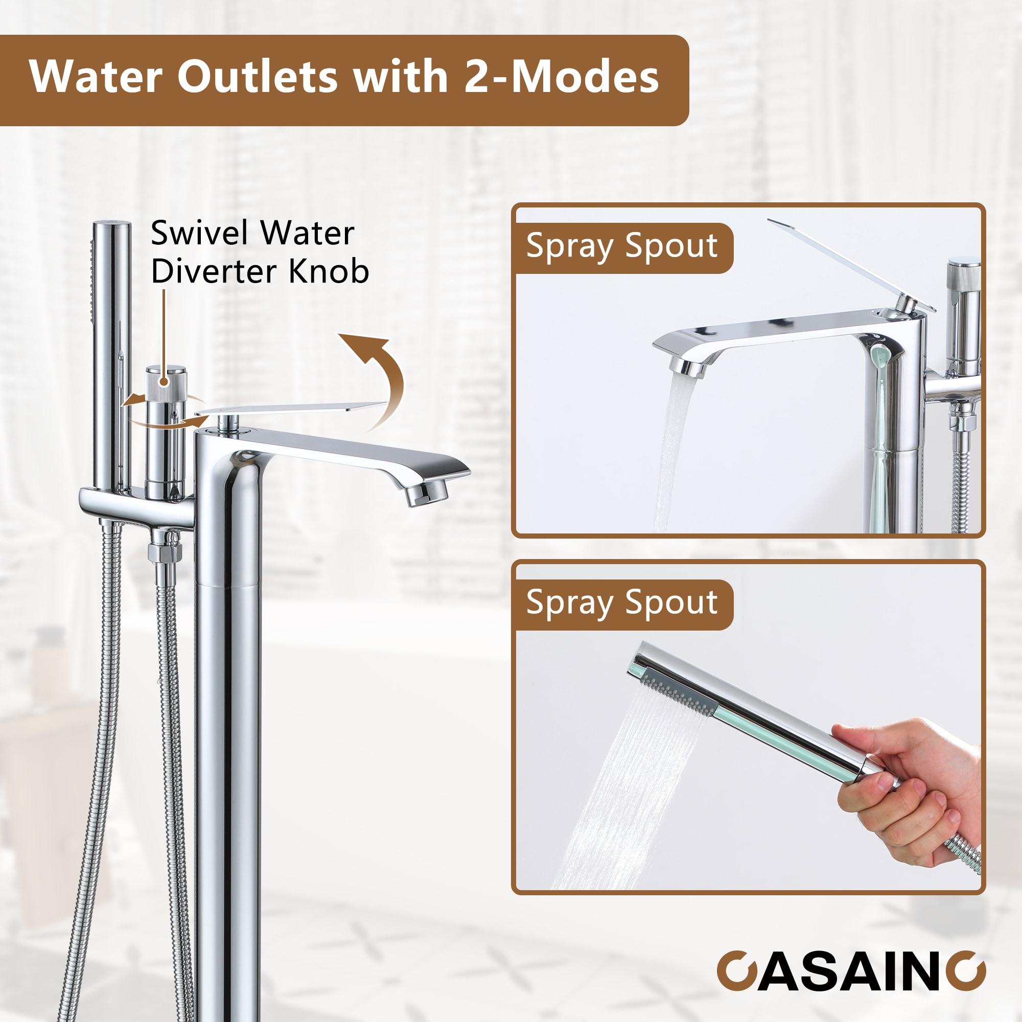 Single Handle Free Standing Bathtub Faucet with Diverter and Handshower