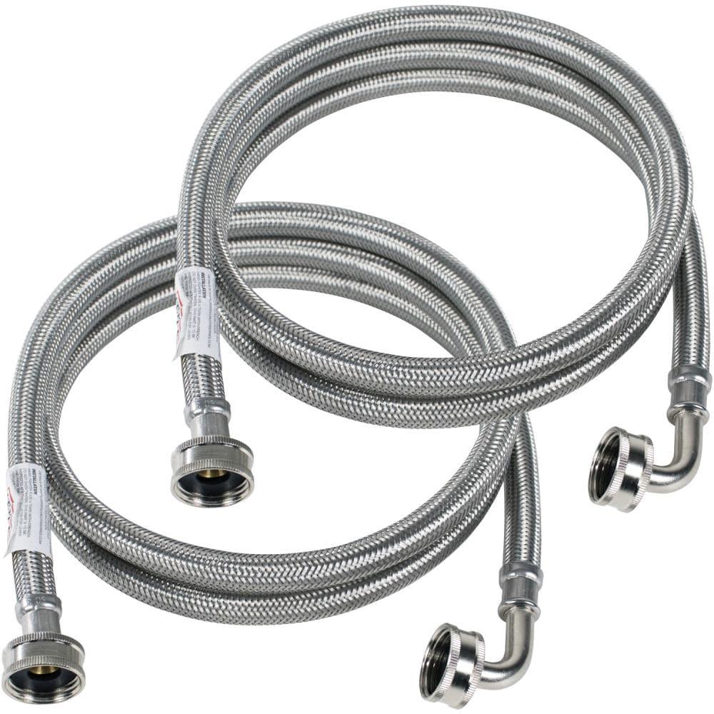 CERTIFIED APPLIANCE WM60SSL2PK Braided Stainless Steel Washing Machine Hoses with Elbow, 2 pk (5ft)