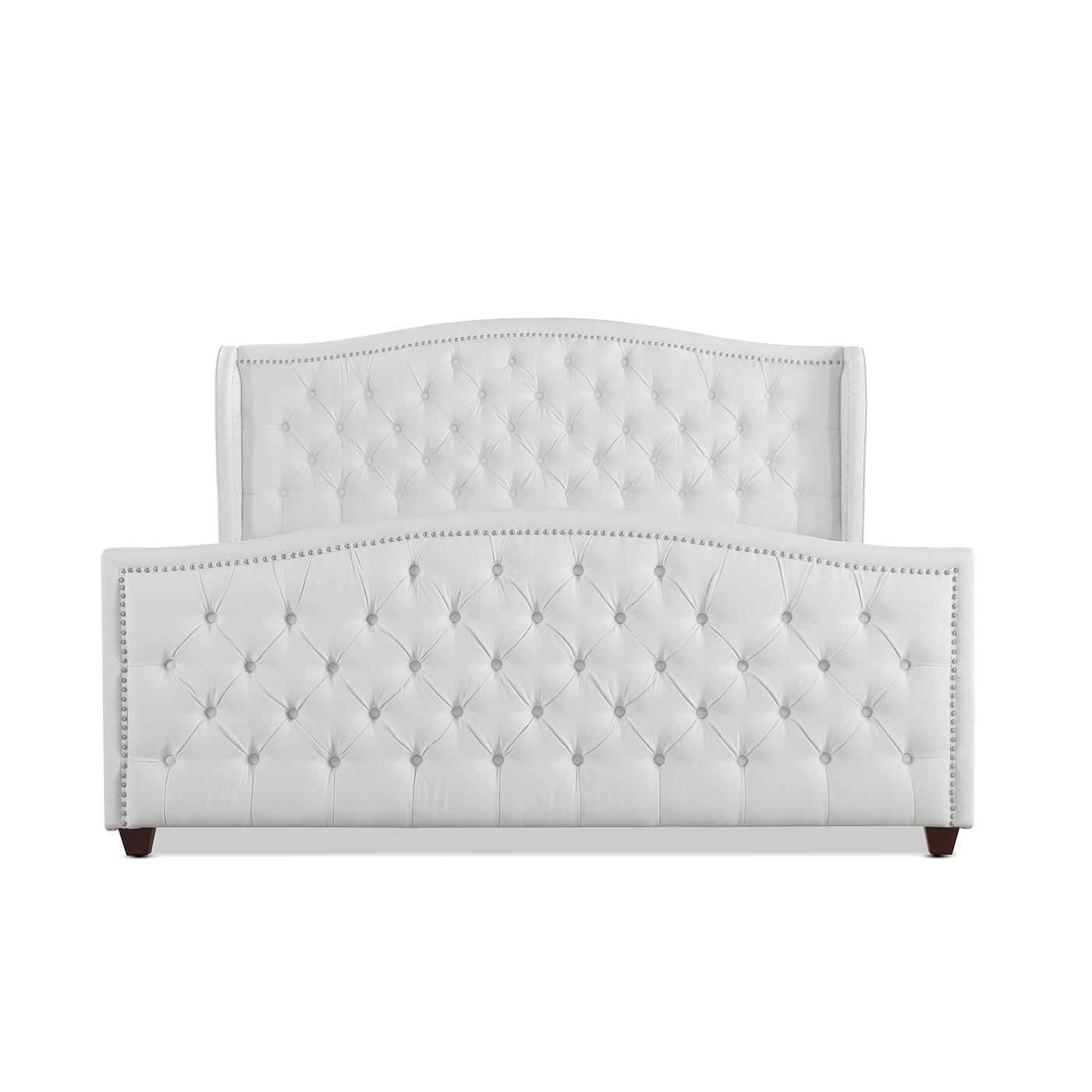 Marcella Tufted Wingback King Bed Bright White