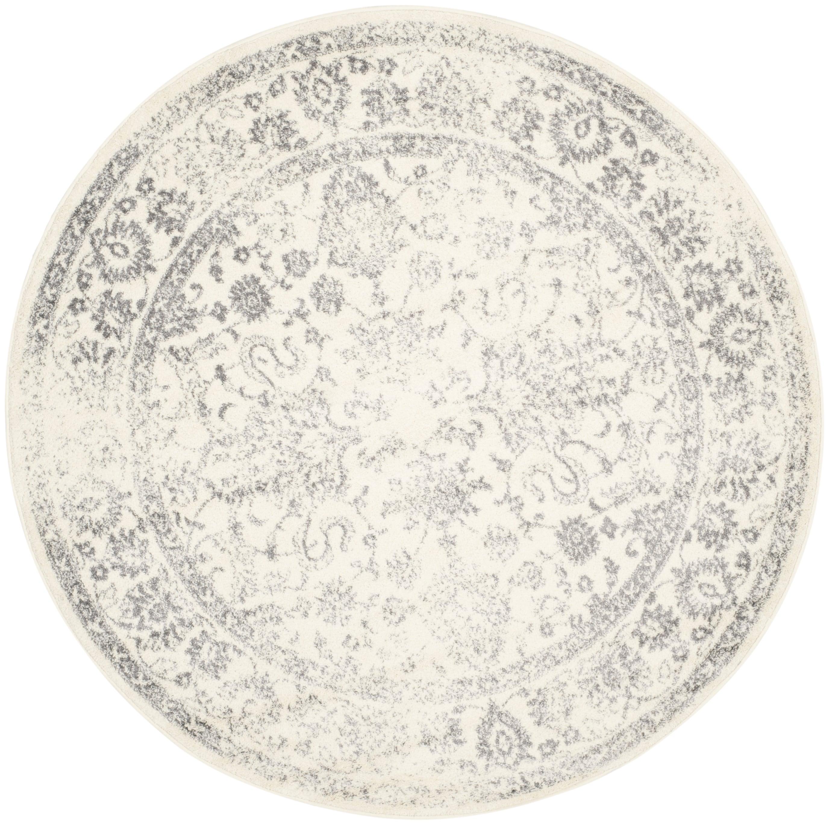 Adirondack ADR109 Machine Made Indoor Area Rug - Ivory/Silver - 4' Round - Safavieh