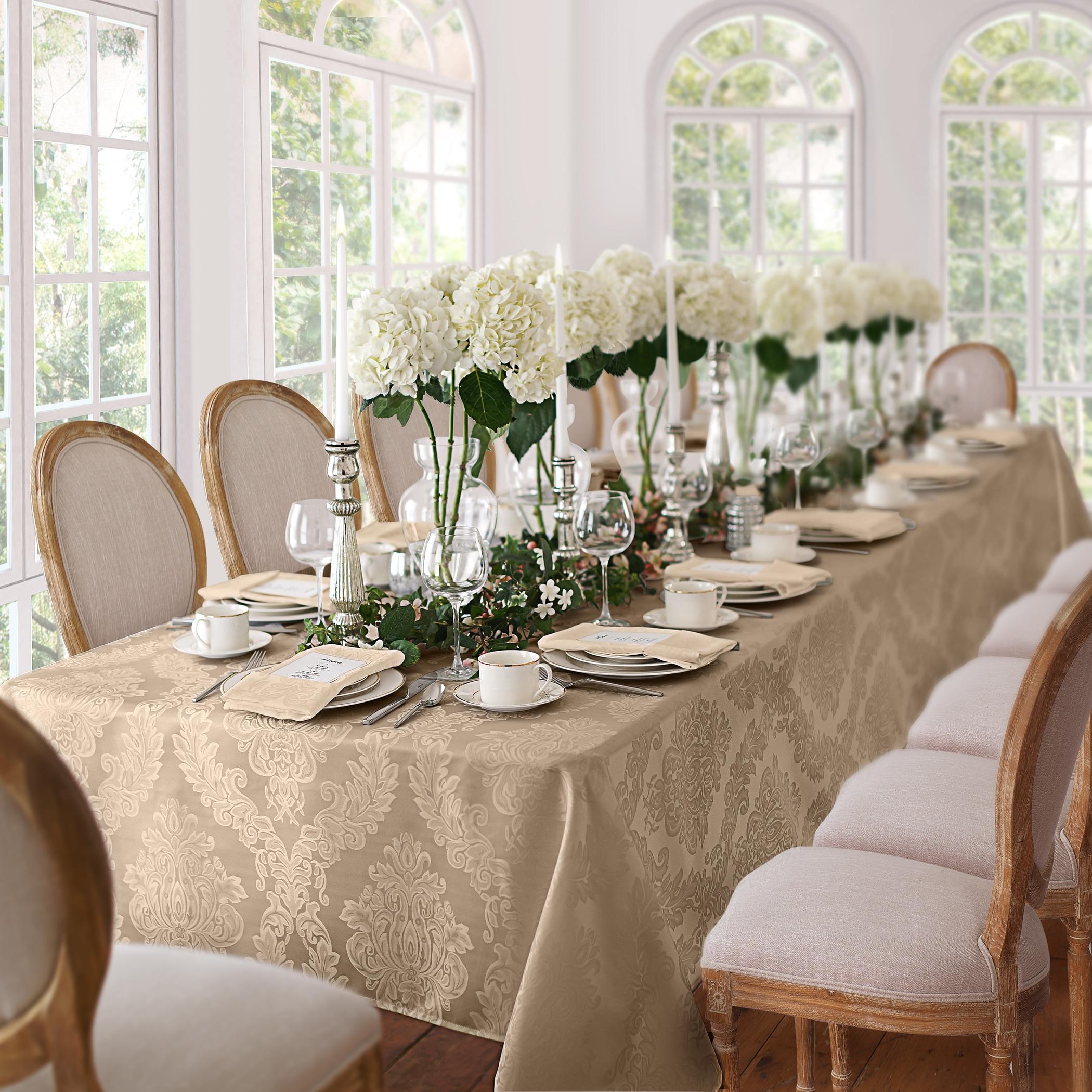 Ophelia & Co. Burchfield Solid Floral Jacquard Damask Polyester Tablecloth