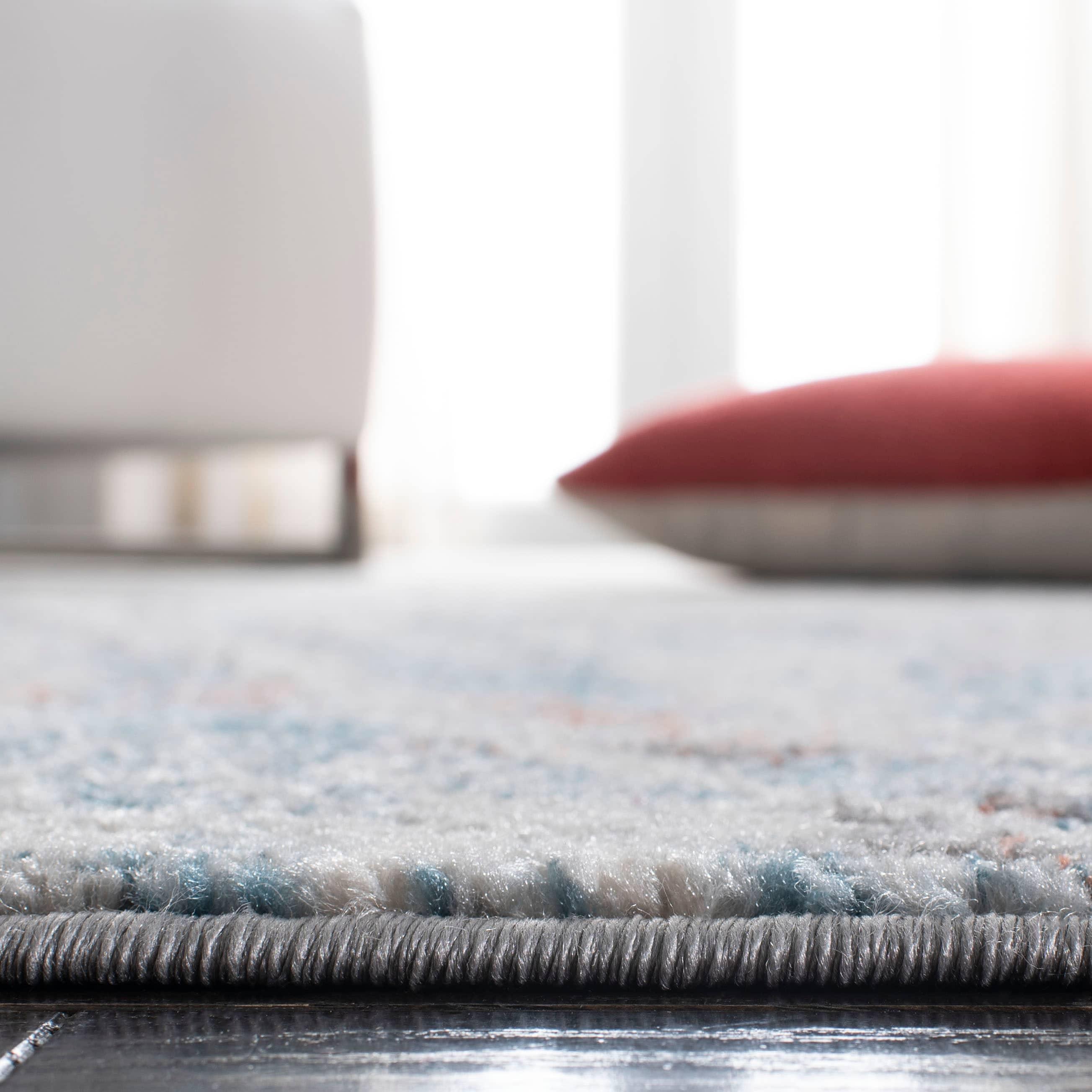 Tulum TUL210 Power Loomed Area Rug - Ivory/Blue - 3' round - Safavieh.