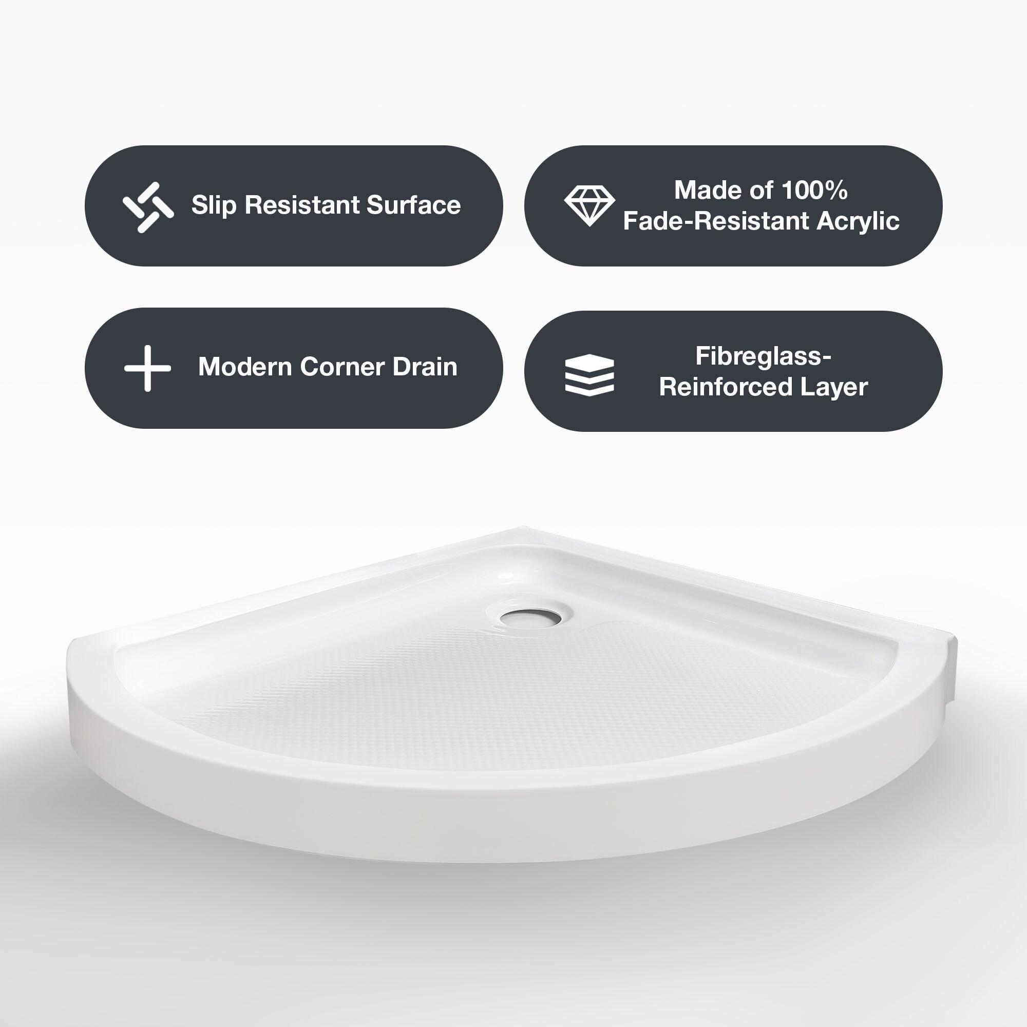 OVE Decors Breeze 33 in. Framed Round Shower Kit w/ Frosted Glass, Base