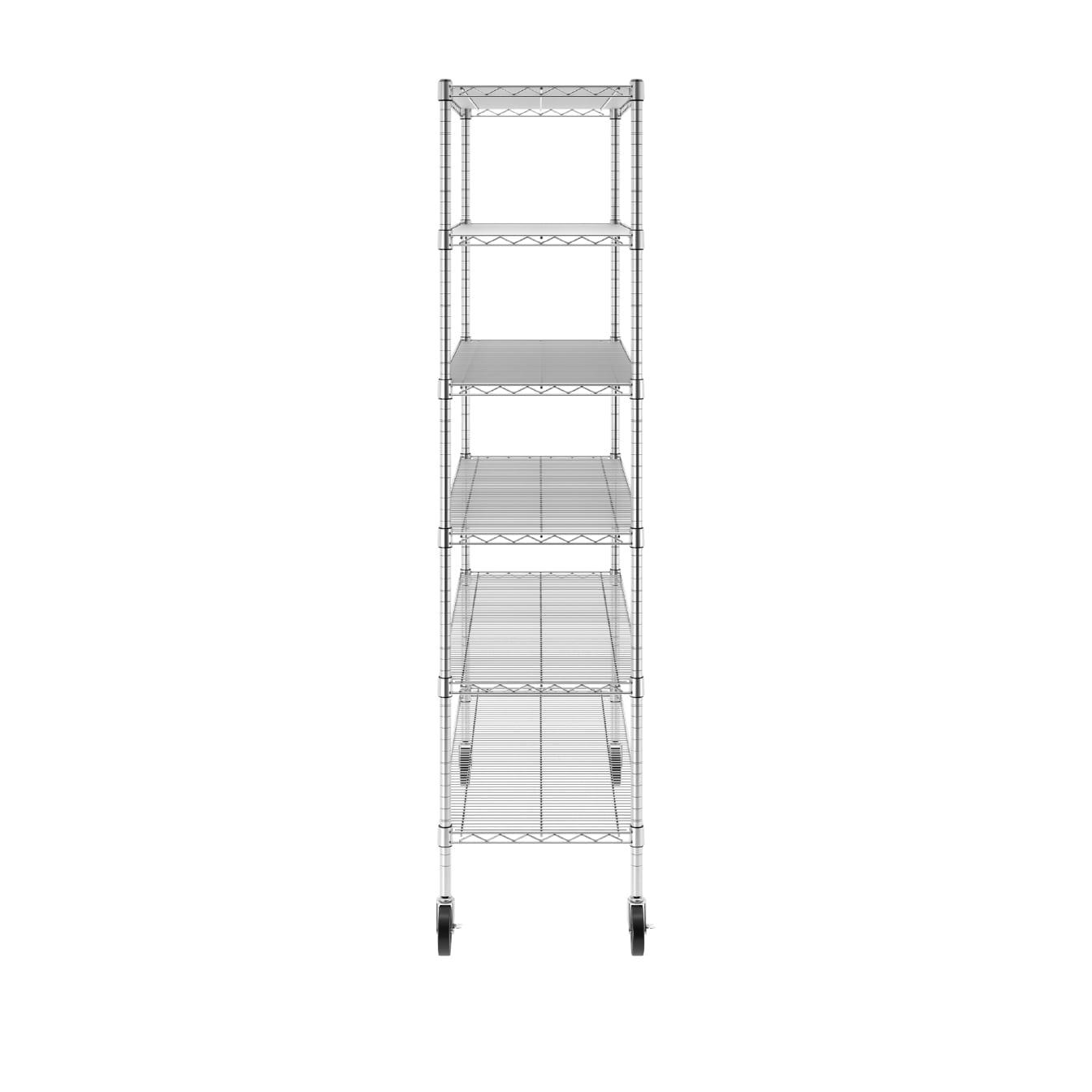 WFX Utility™ SafeRacks 6 Tiered Storage Shelves w/Heavy Duty Steel Wire Shelving Unit, Silver