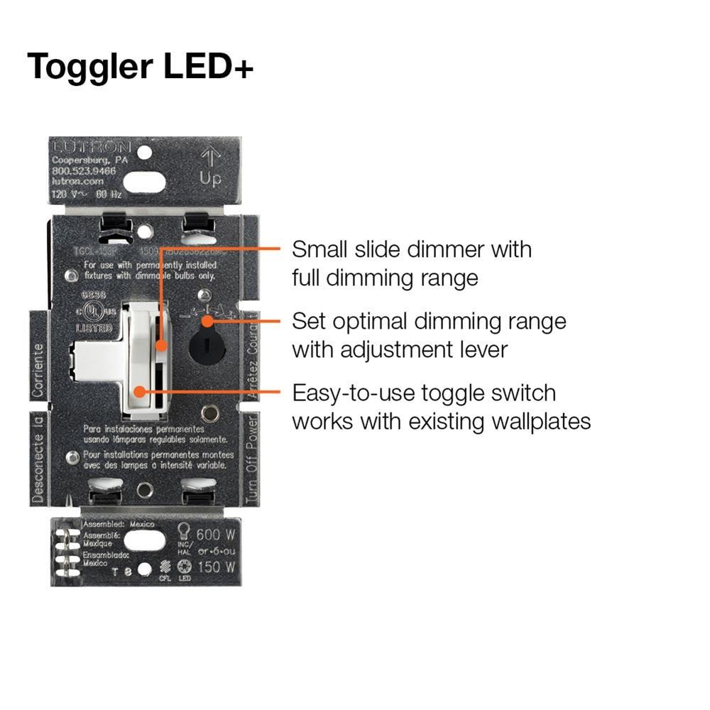 Black Smart LED Toggle Dimmer Switch for Dimmable Bulbs