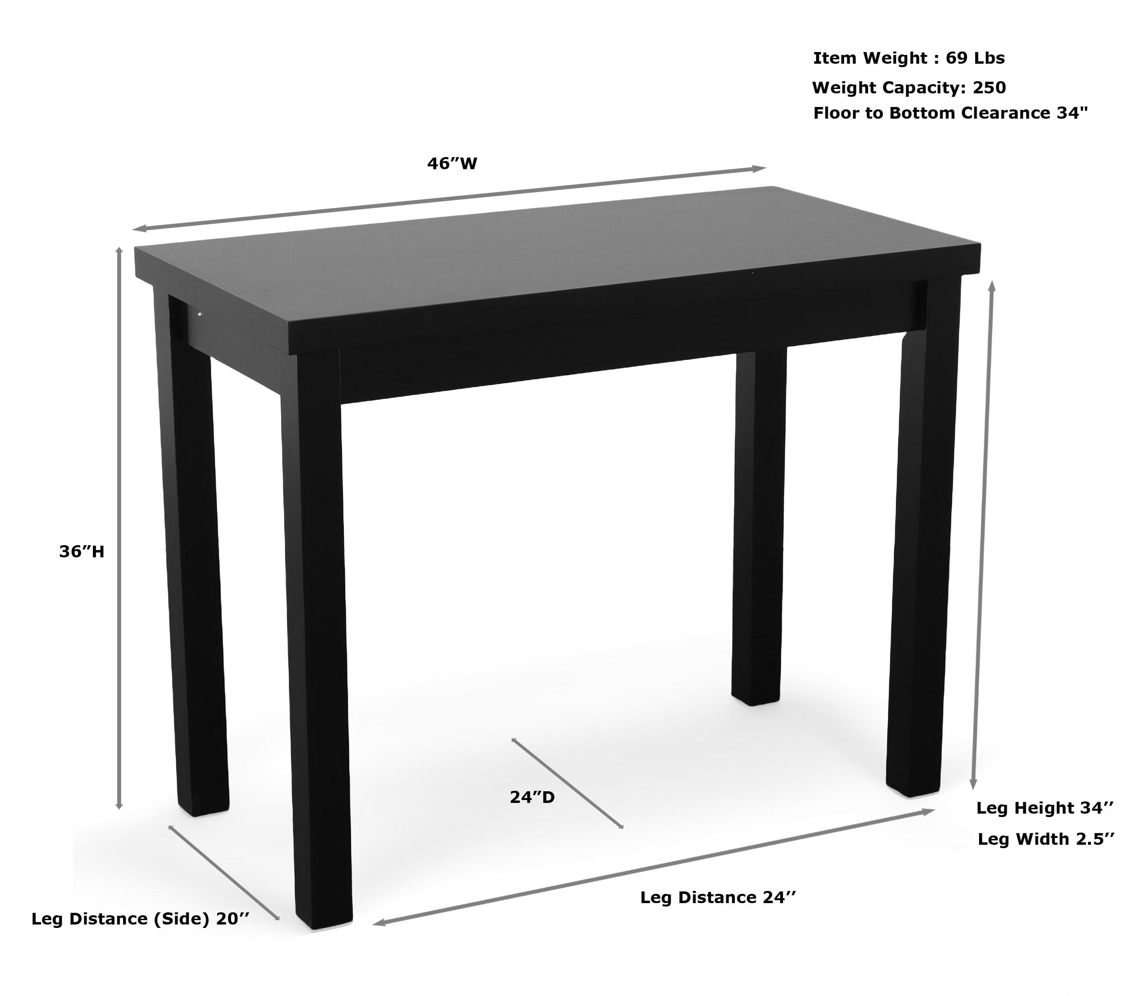 Carolina Living Beckett Thick Top Bar Table Antique Black: 36x24 Counter Height, MDF Composite, Seats 4