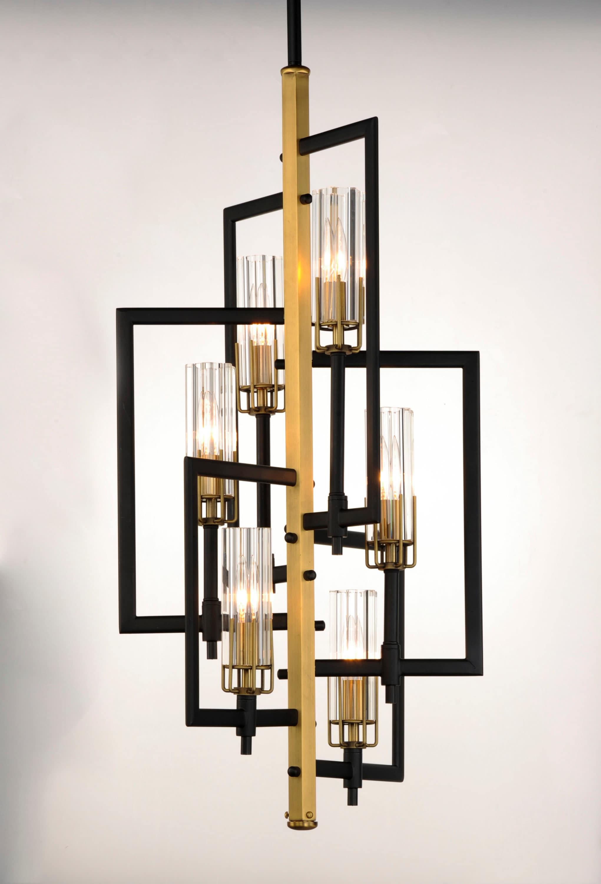 Maxim Lighting Flambeau 6 - Light Chandelier in  Black/Antique Brass