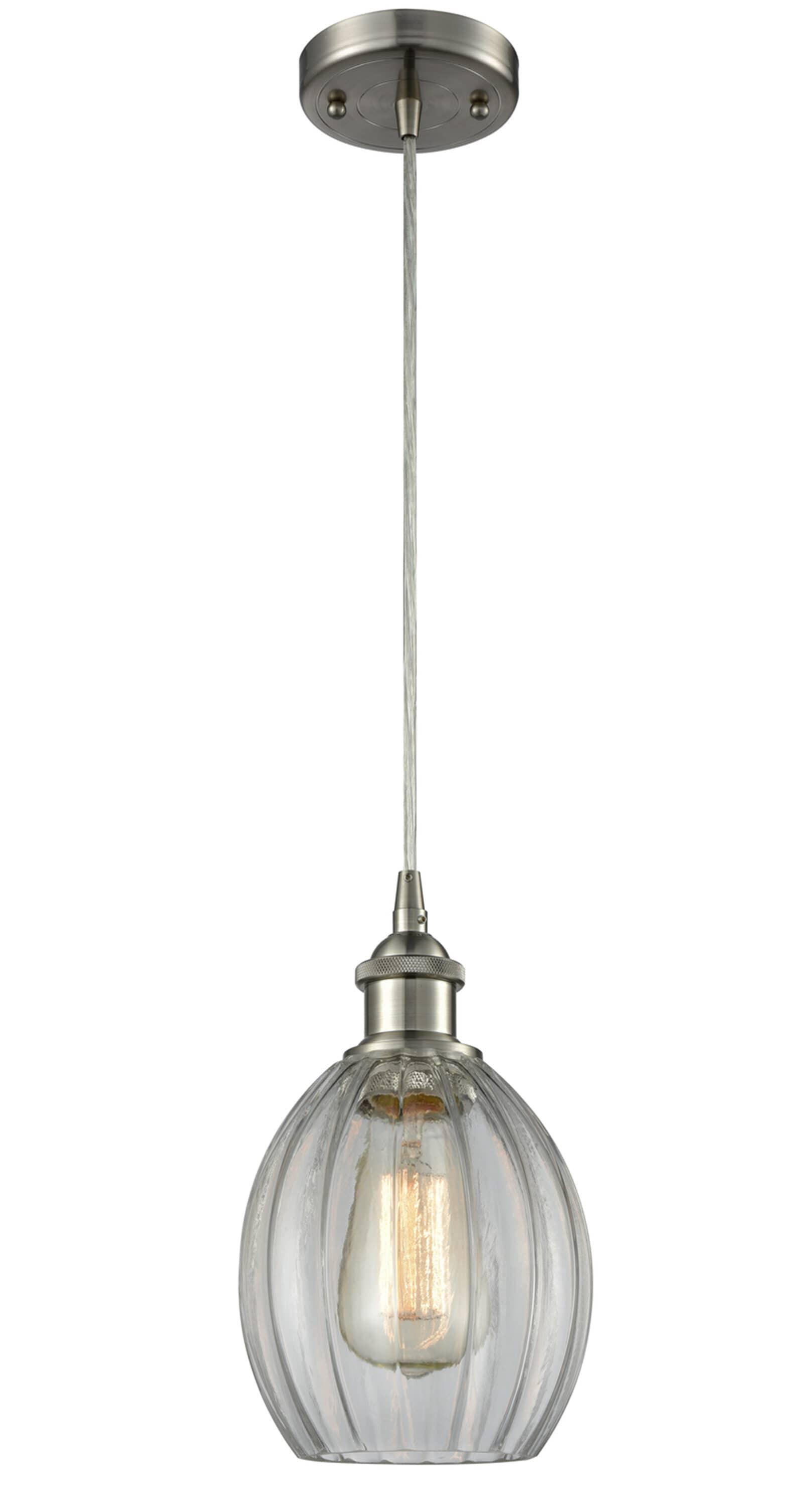 Eaton Brushed Nickel Mini Pendant with Clear Glass Shade