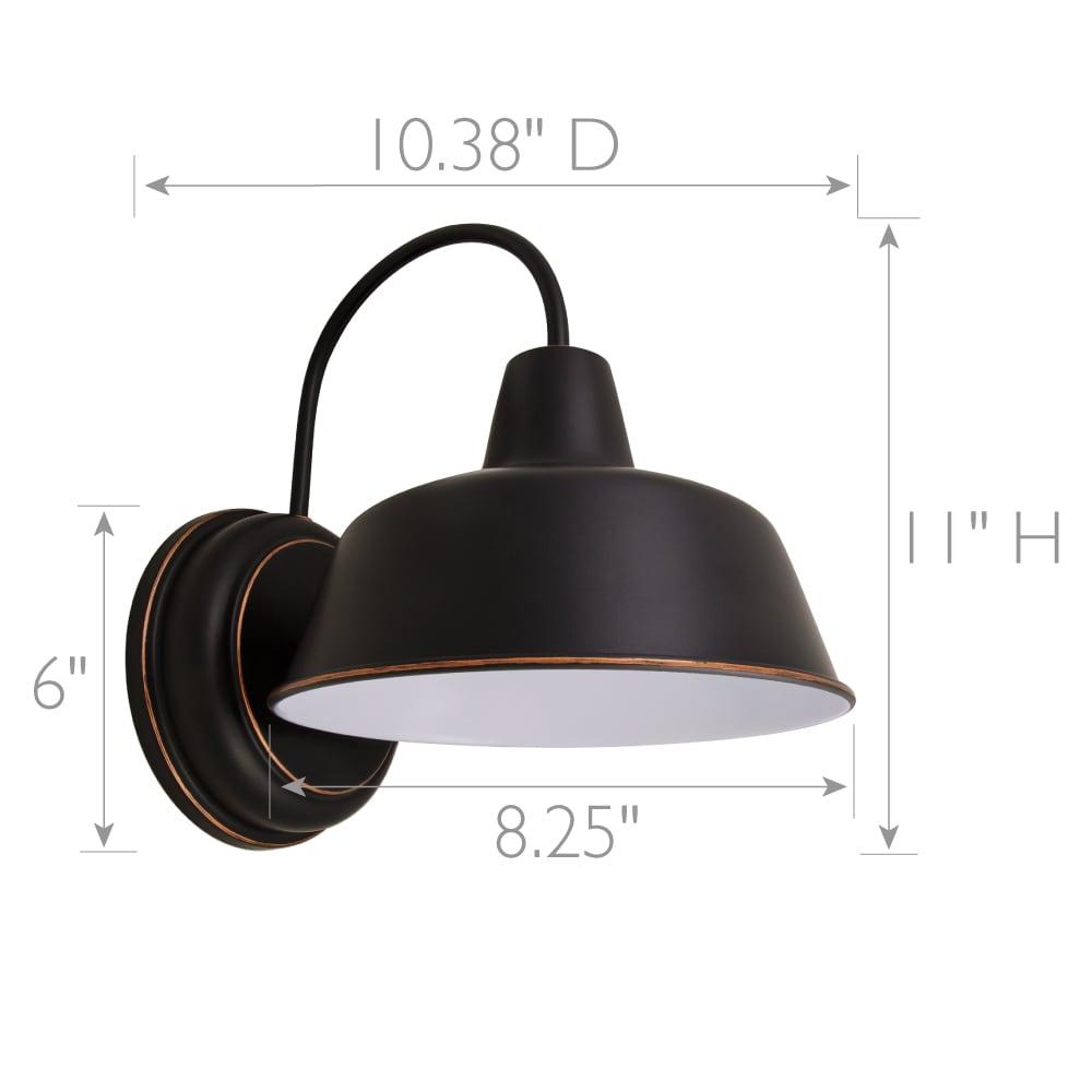 Mason Barn Light Integrated LED Indoor/Outdoor Wall Mount Modern Industrial Farmhouse Design House Wall Light for Patio, Garage, Bathroom, Office, Kitchen, 8 inch, Oil Rubbed Bronze, 588269