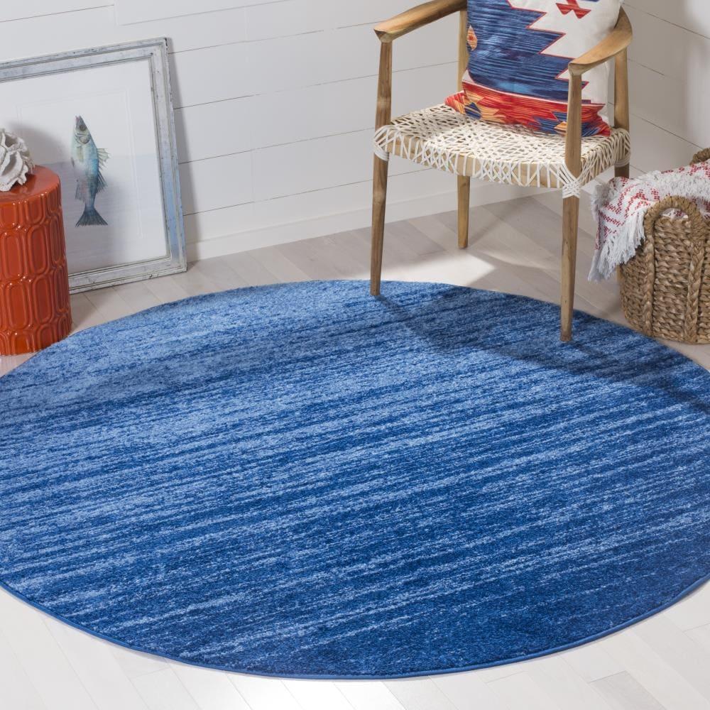 Adirondack ADR113 Machine Made Indoor Area Rug - Light Blue/Dark Blue - 8' Round - Safavieh