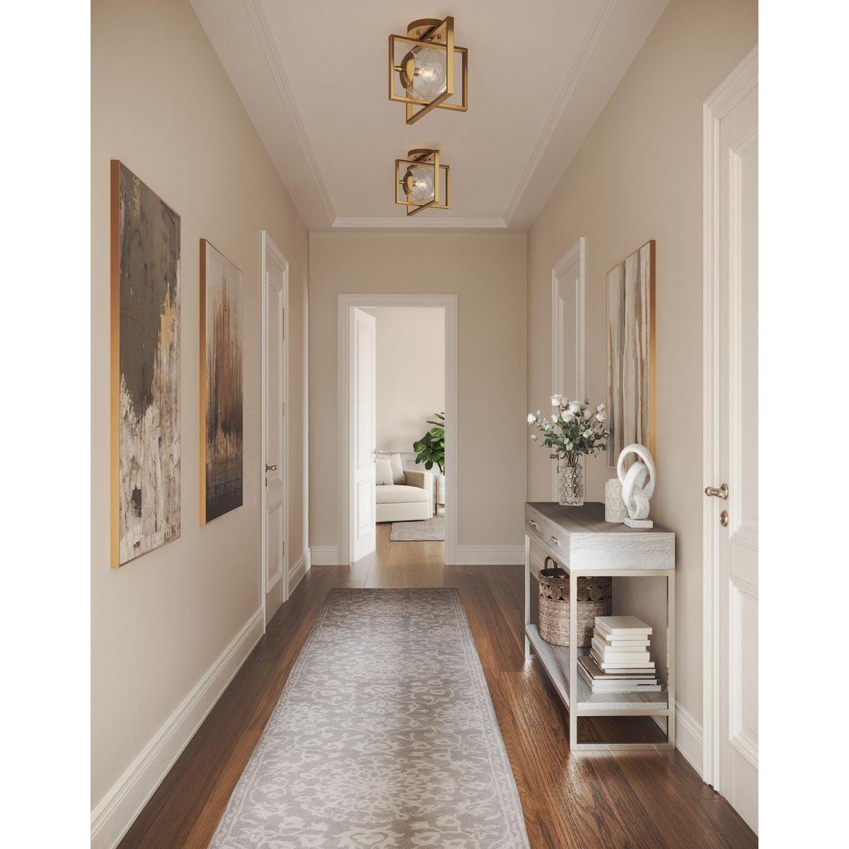 Progress Lighting Atwell 1-Light Semi-Flush Mount Ceiling Light, Brushed Bronze, Clear Globe Shade