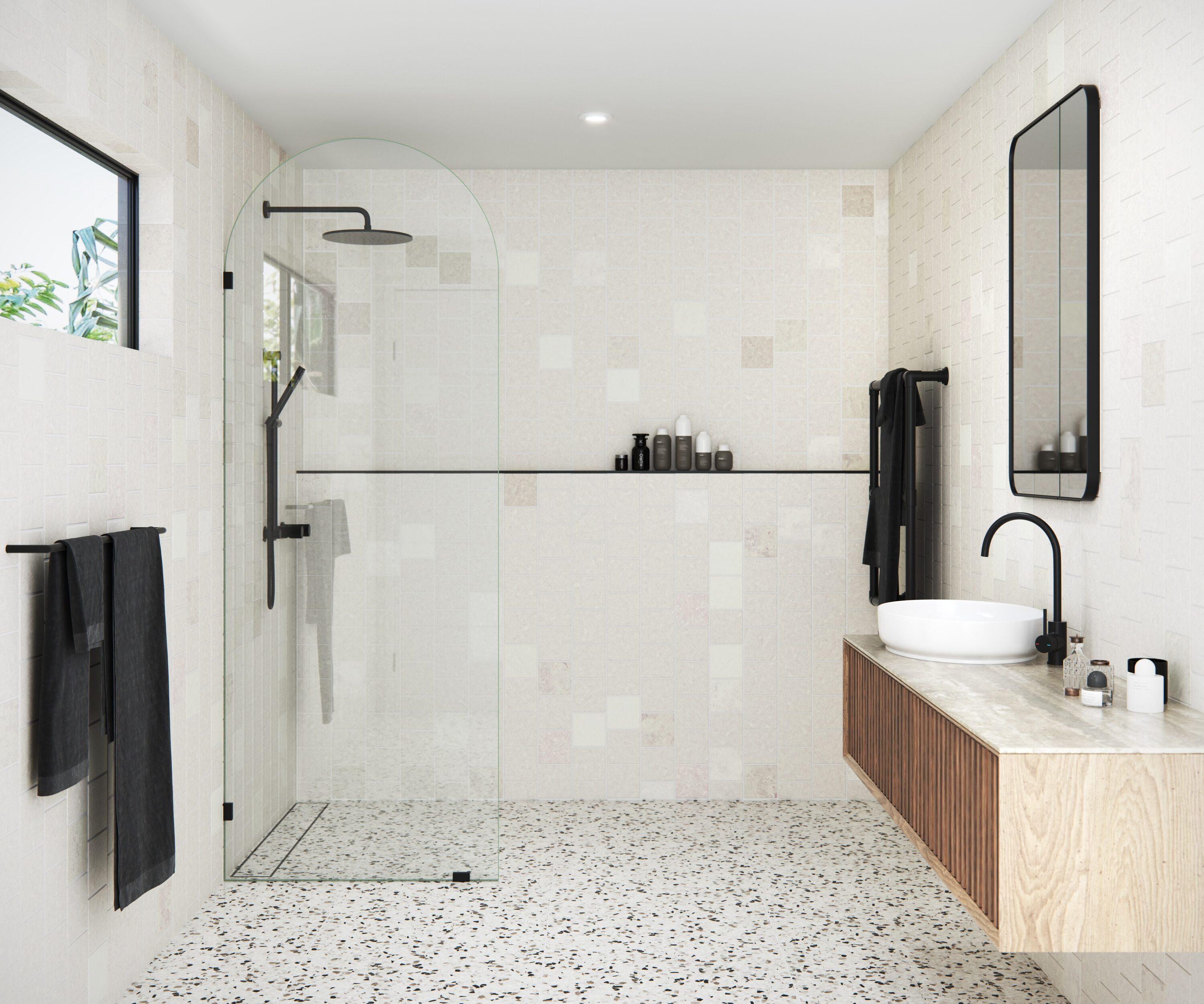 Venus 32 in. x 86.75 in. Fully Frameless Arched Single Fixed Shower Panel