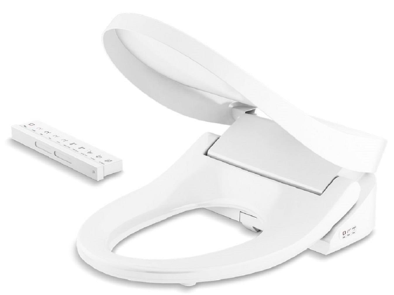 White Elongated Bidet Toilet Seat with Remote Control