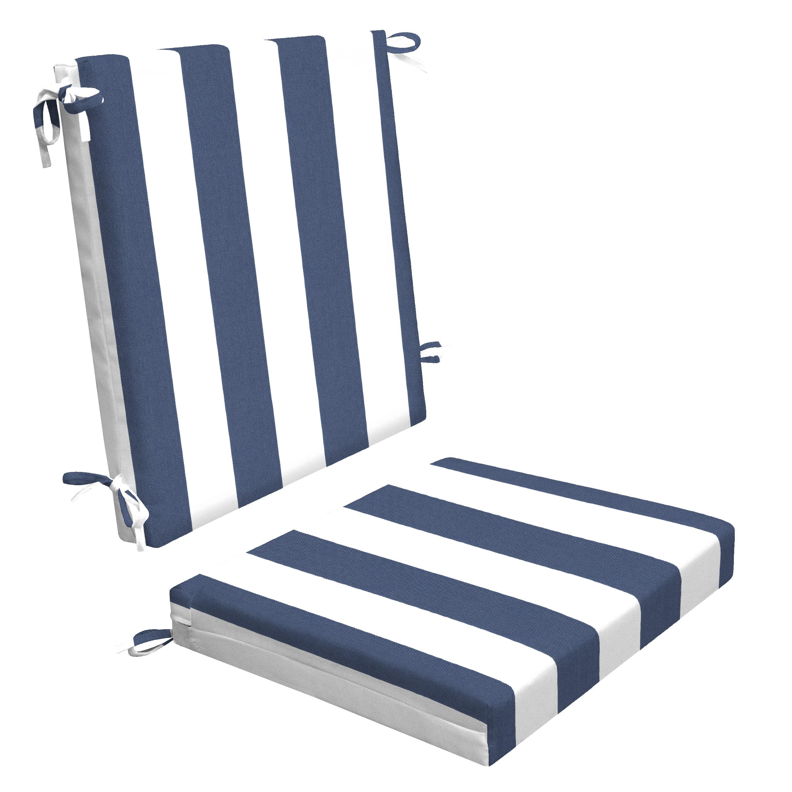 Honeycomb Outdoor Midback Dining Chair Cushion - Cabana Stripe Blue & White