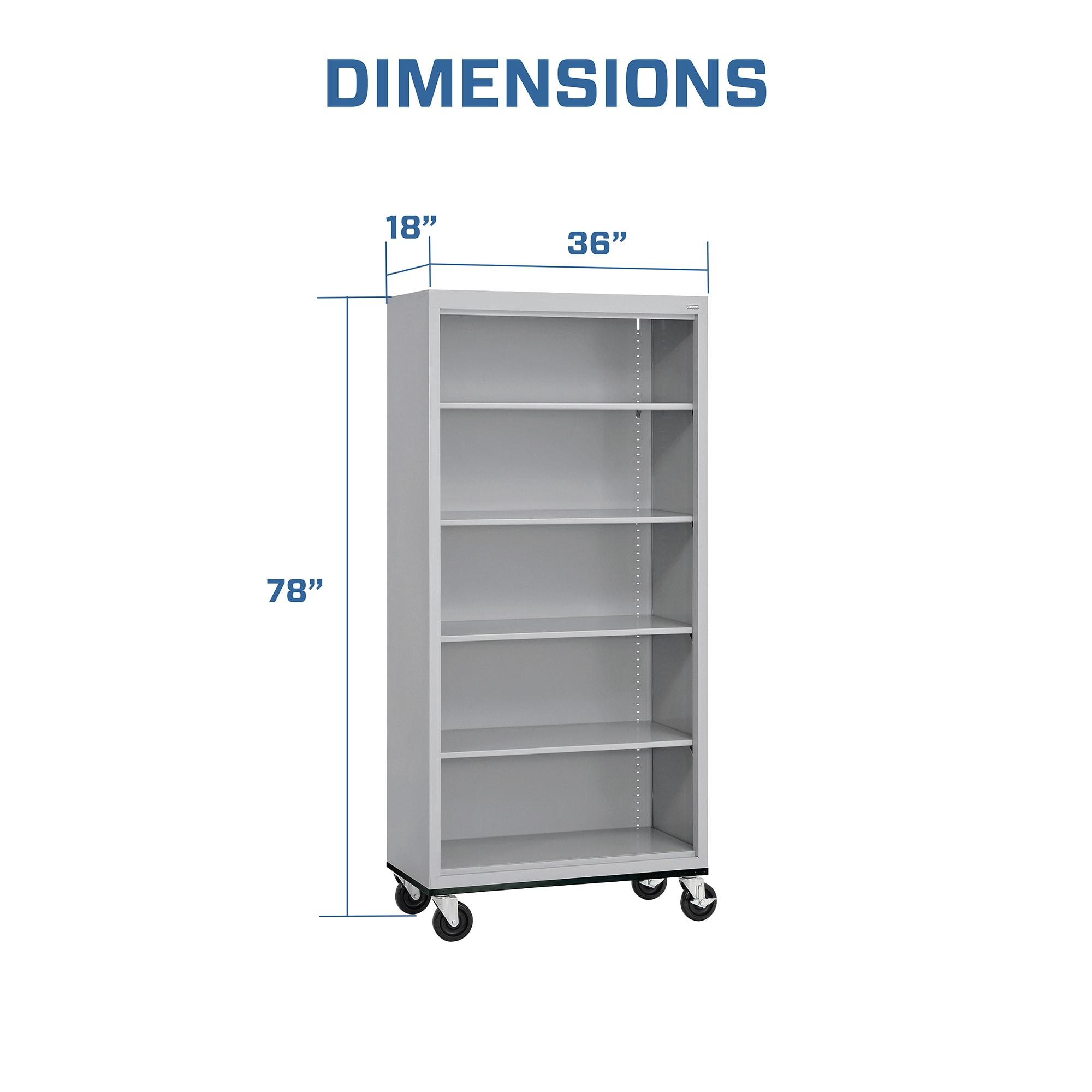 Sandusky Lee 36" W x 18" D x 78" H Steel Mobile Bookcase with 4 Adjustable Shelves by Sandusky