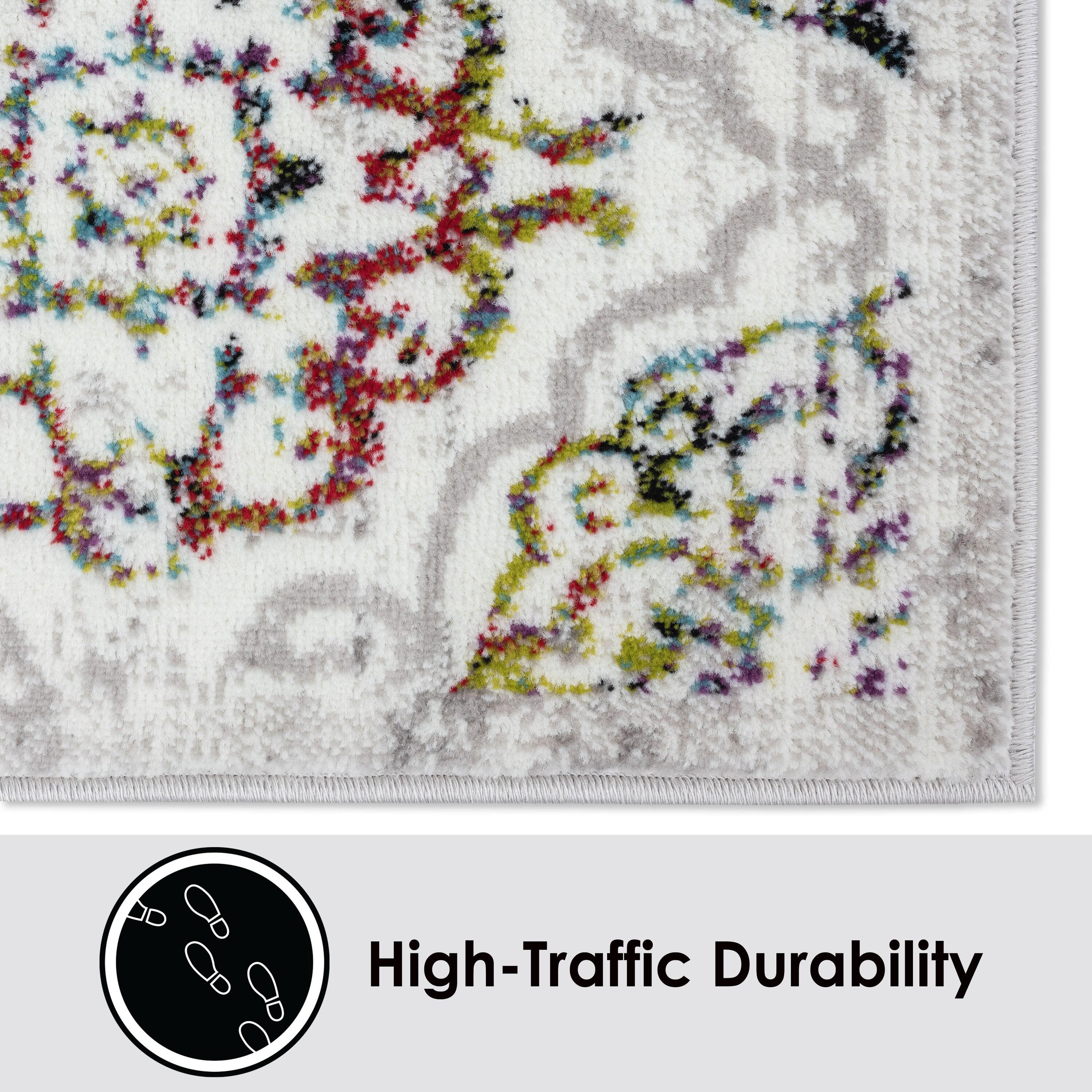 Home Dynamix Boho Andorra Transitional Damask Area Rug Ivory/Blue/Black, 5'2"x7'2"