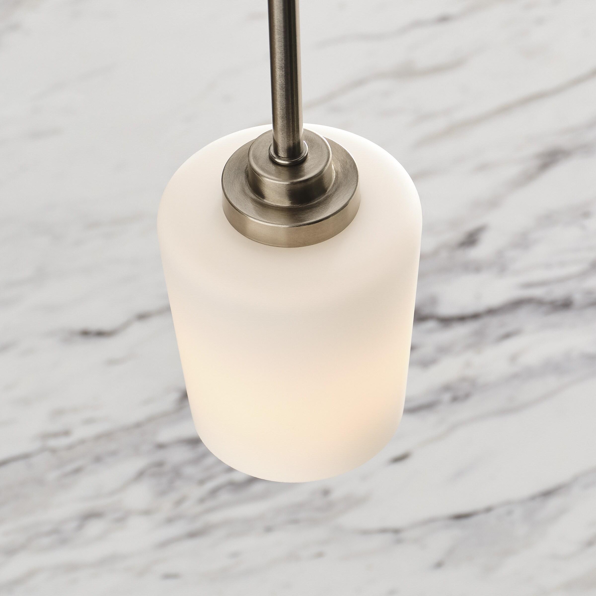 Windom Transitional Mini-Pendant in Brushed Nickel with Etched Opal Glass